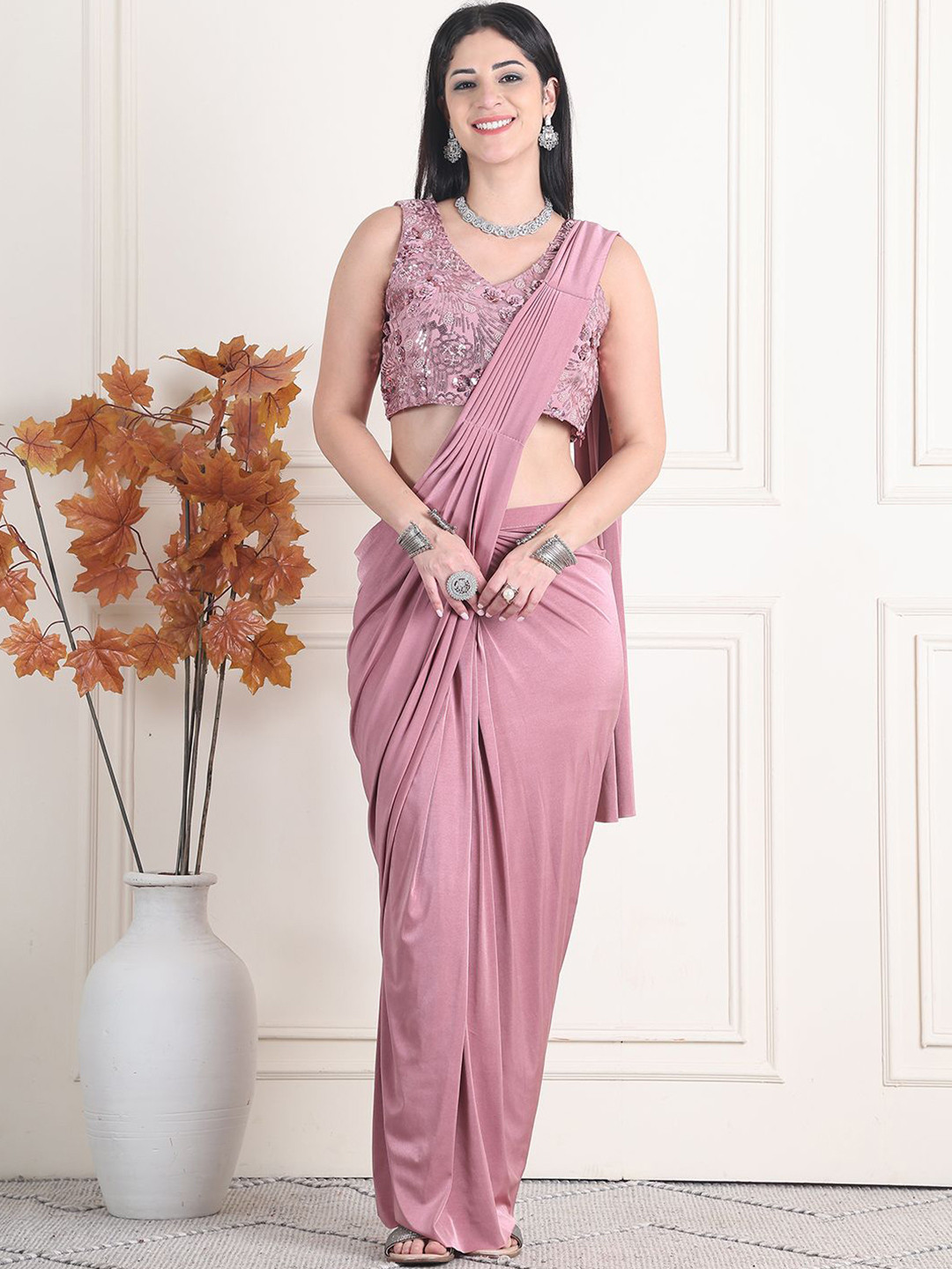 

Grancy Ready to Wear Saree, Pink