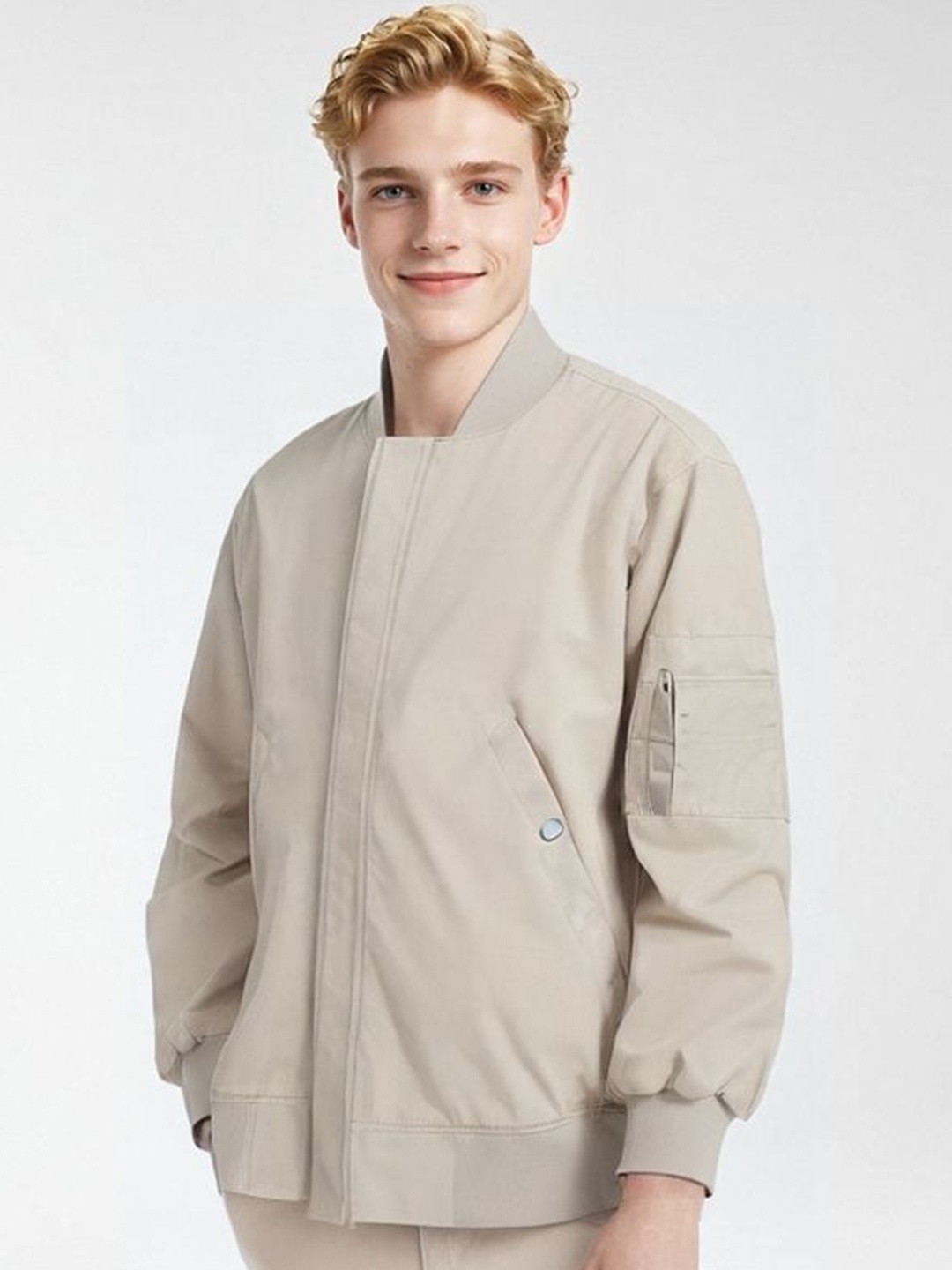 

StyleCast x Revolte Men Lightweight Open Front Jacket, Khaki