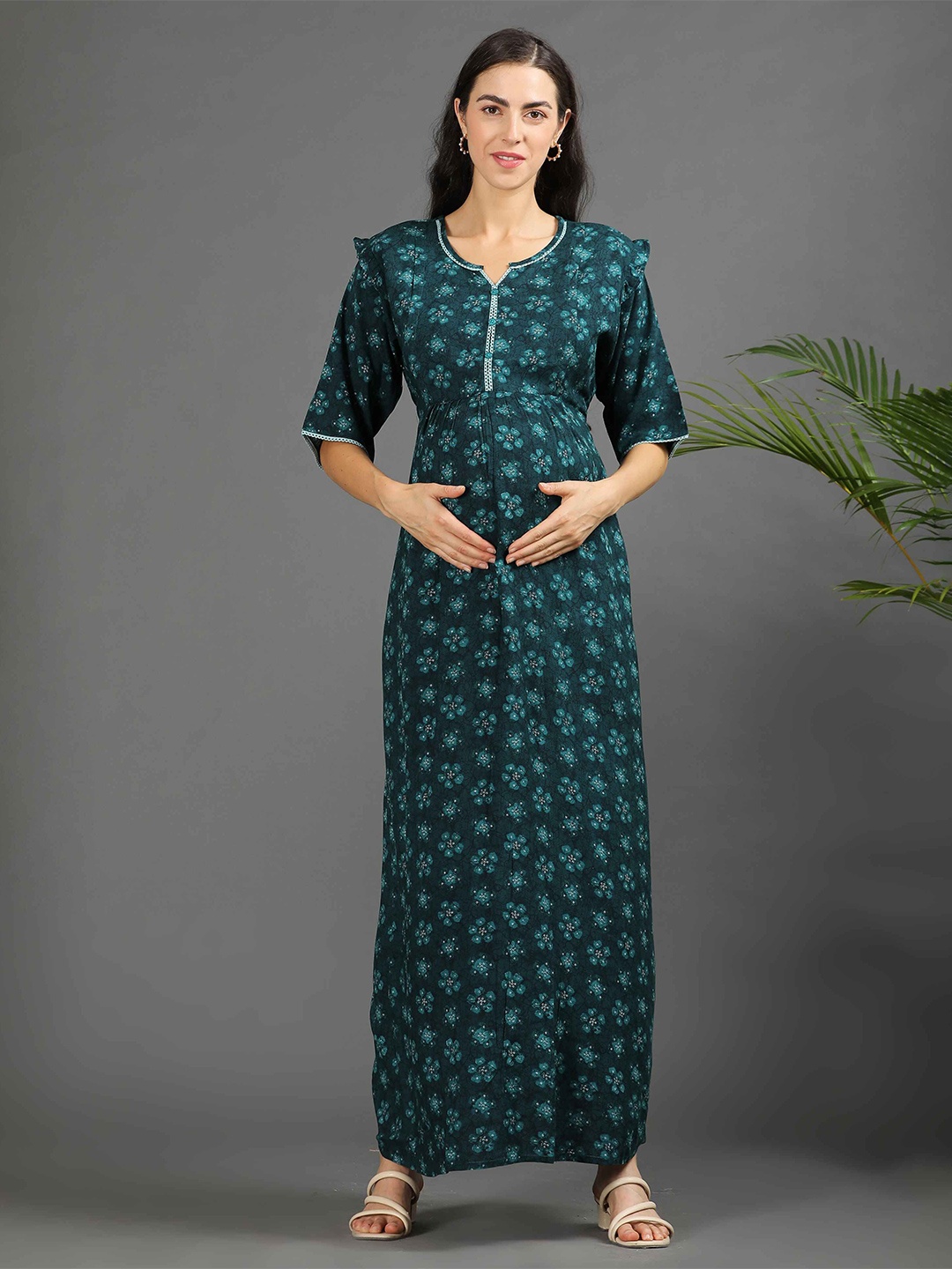 

GOLDSTROMS Floral Print Maternity Maxi Dress, Sea green