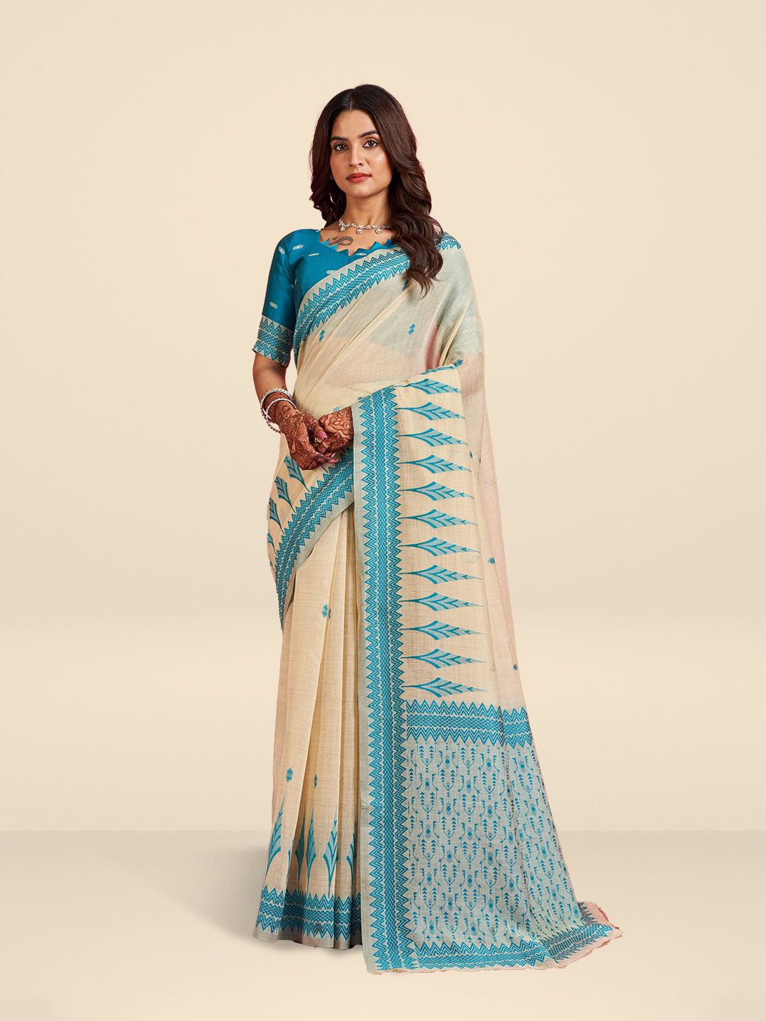 

SARHA Woven Design Silk Cotton Saree, Green