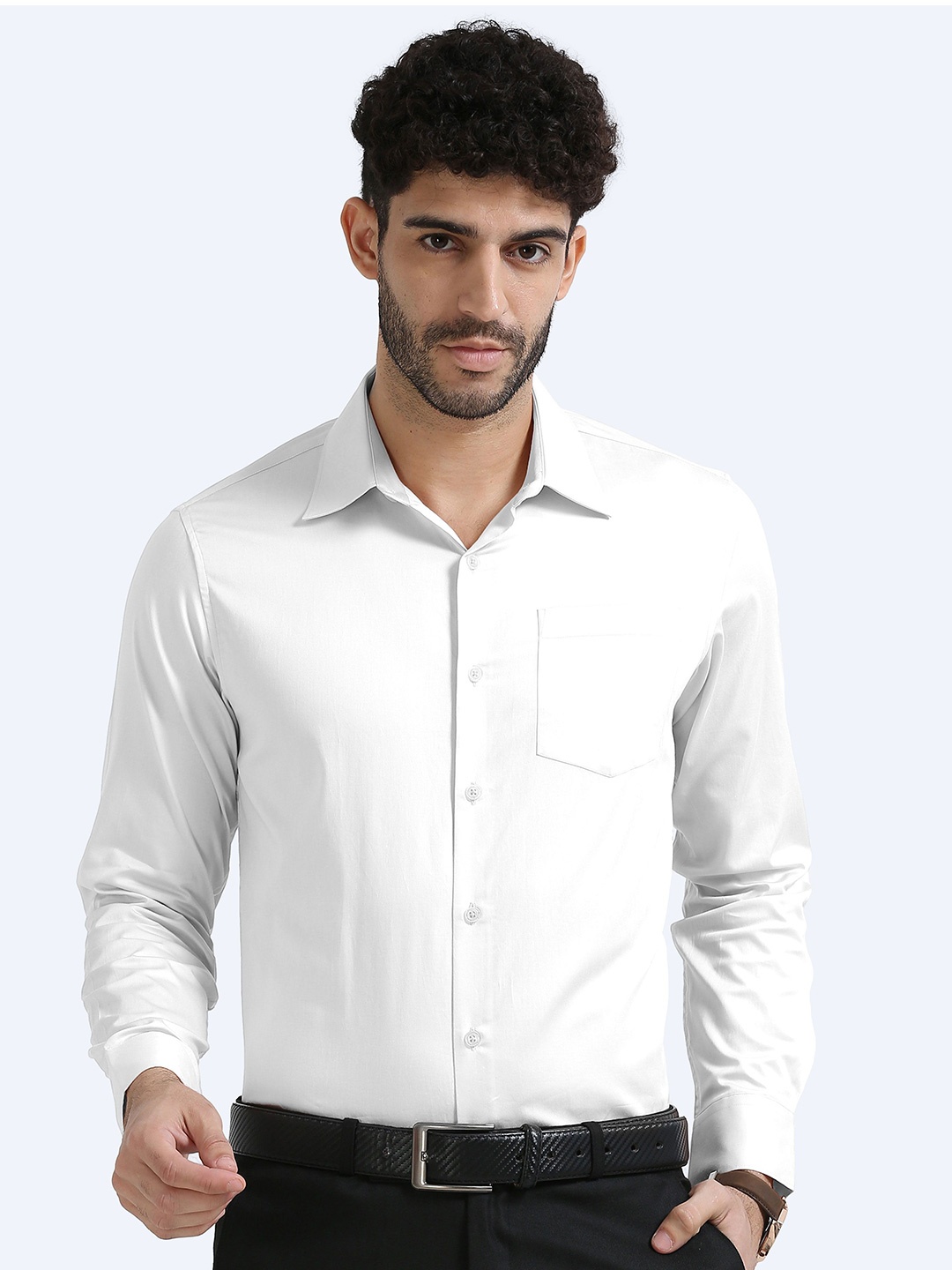 

THE FORMAL CLUB Men Premium Spread Collar Solid Cotton Formal Shirt, White