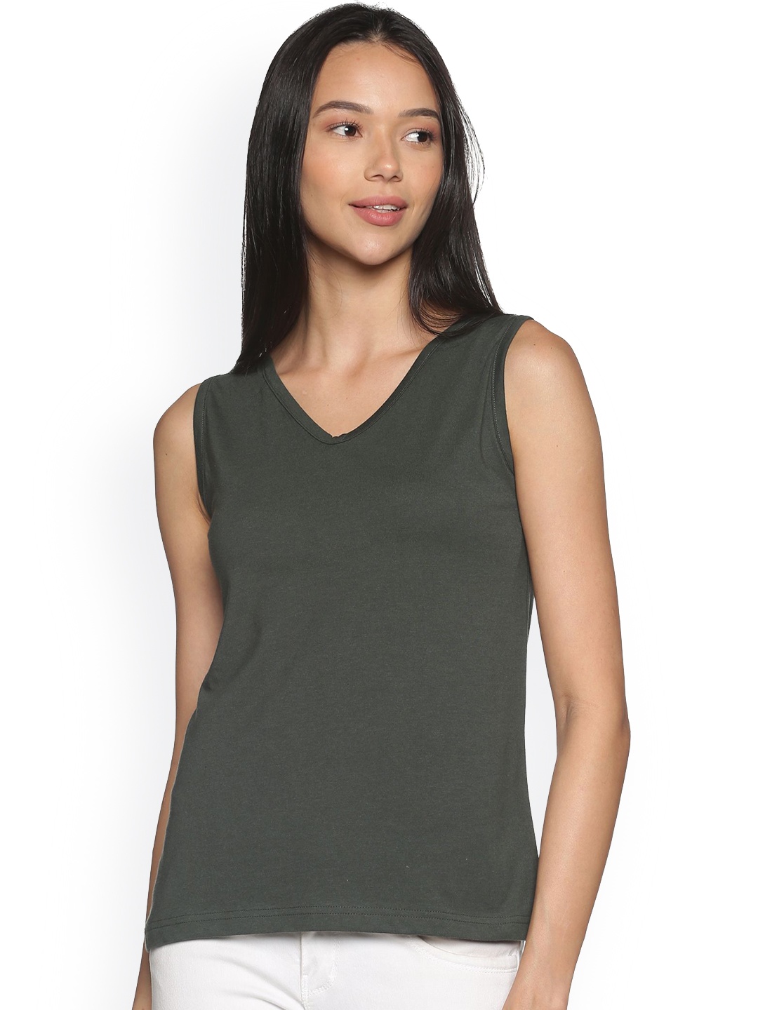 

ECOLINE Clothing Women V-Neck Cotton Tank Top, Green