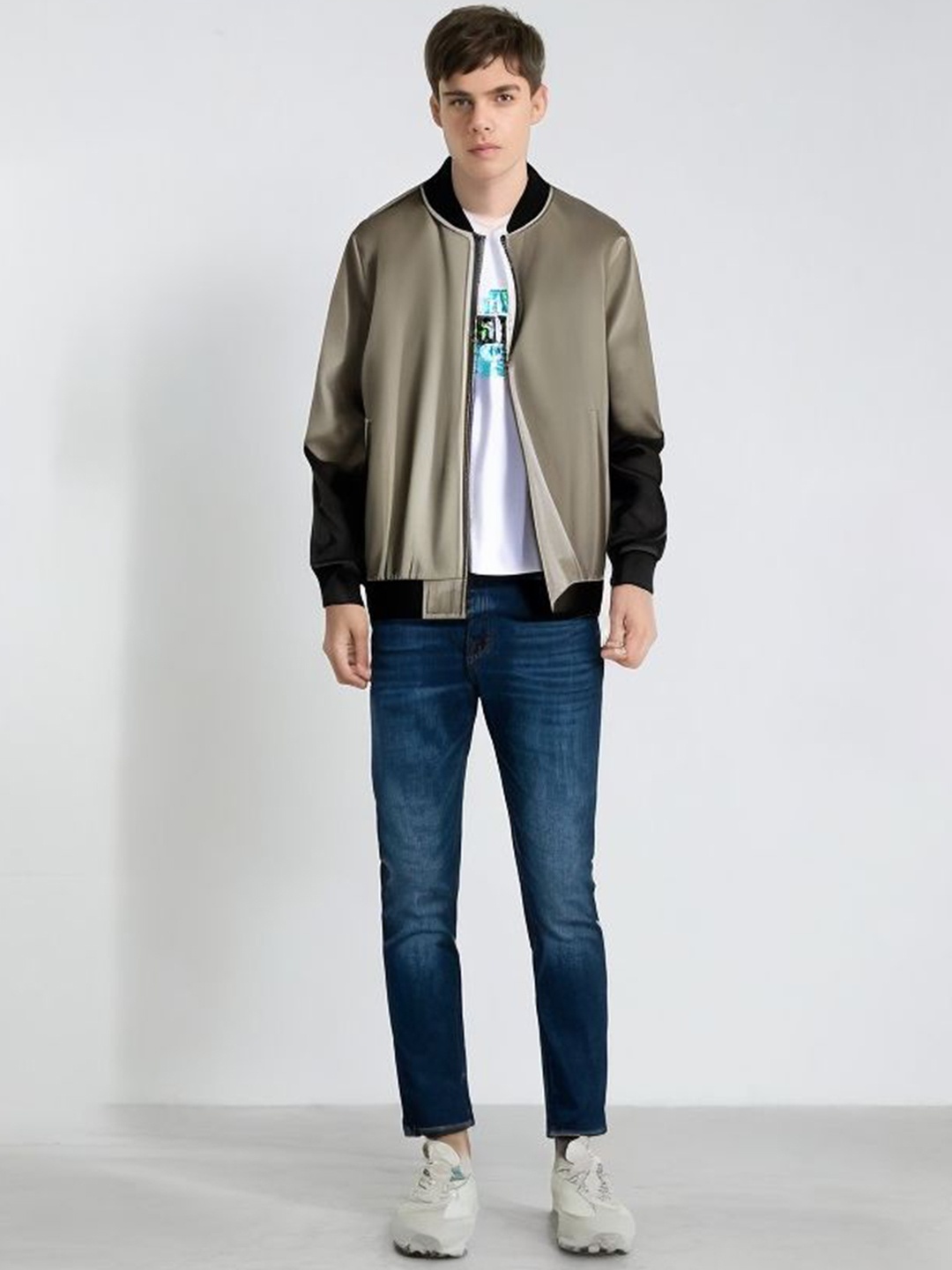 

StyleCast x Revolte Men Lightweight Open Front Jacket, Khaki