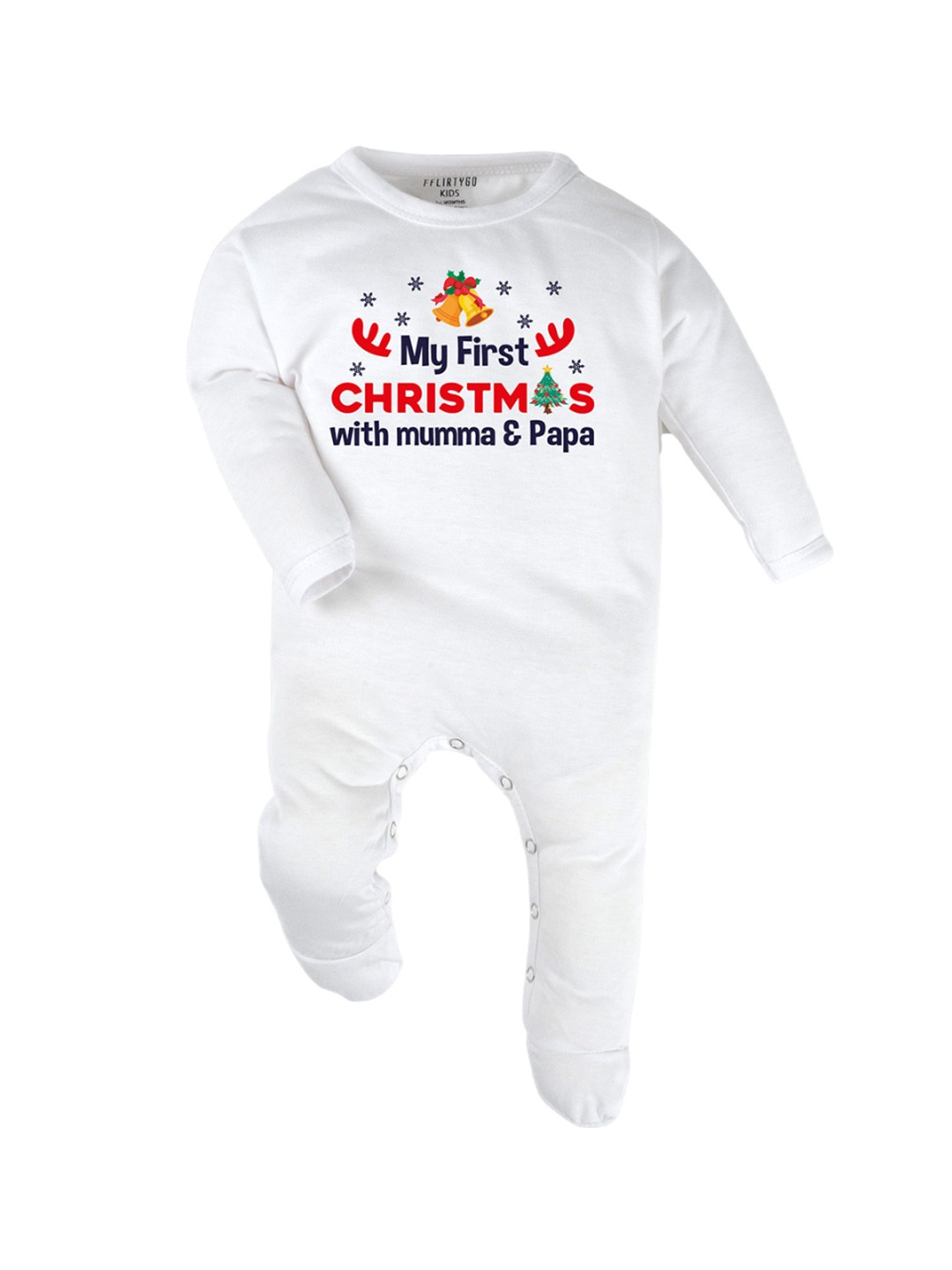 

FFLIRTYGO Kids Printed Cotton Sleepsuit, White