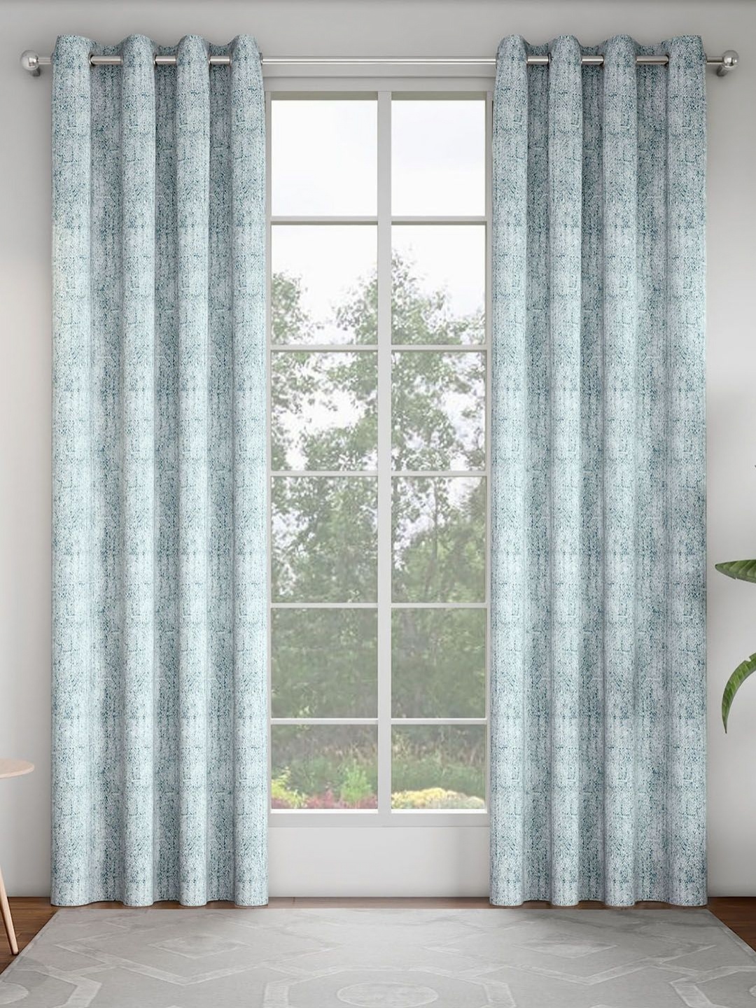 

GM Blue & White Set of 2 Room Darkening Door Curtain