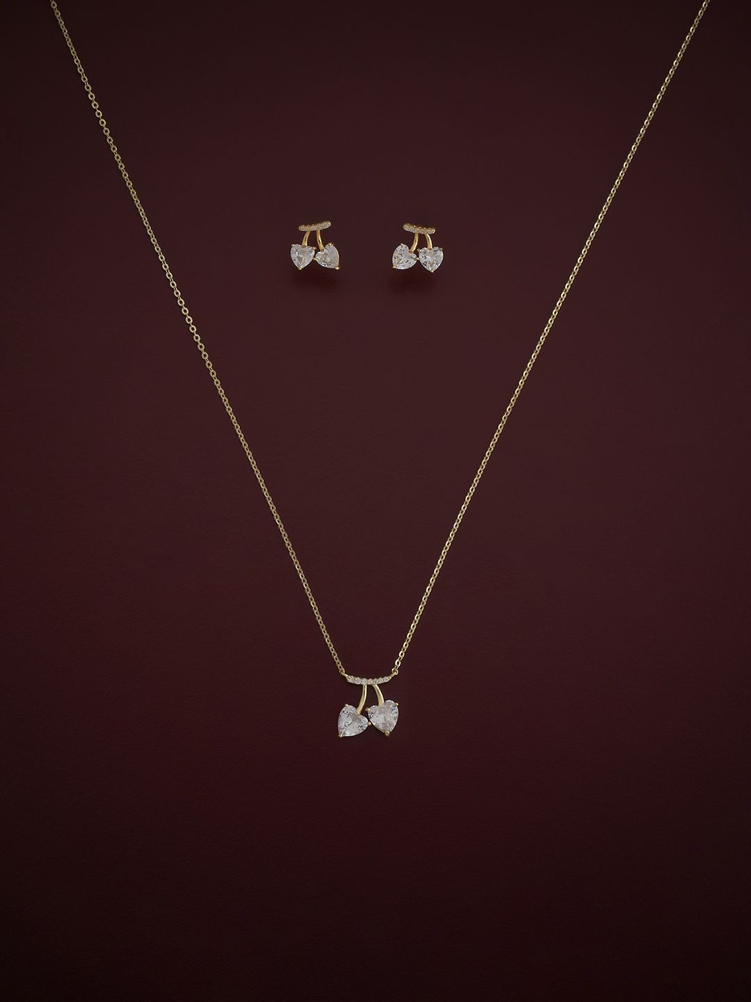 

Kushal's Fashion Jewellery Sterling Silver Gold Plated CZ Studded Jewellery Set