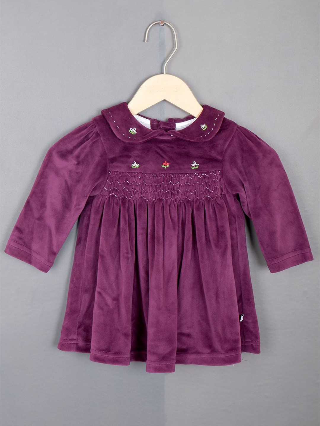 

CALYX CLOTHING Embellished Print Peter Pan Collar A-Line Dress, Purple