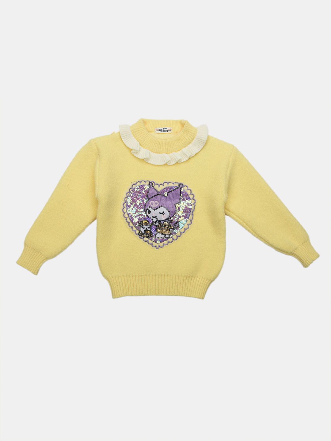 

Albion By CnM Girls Embroidered Woollen Pullover, Yellow