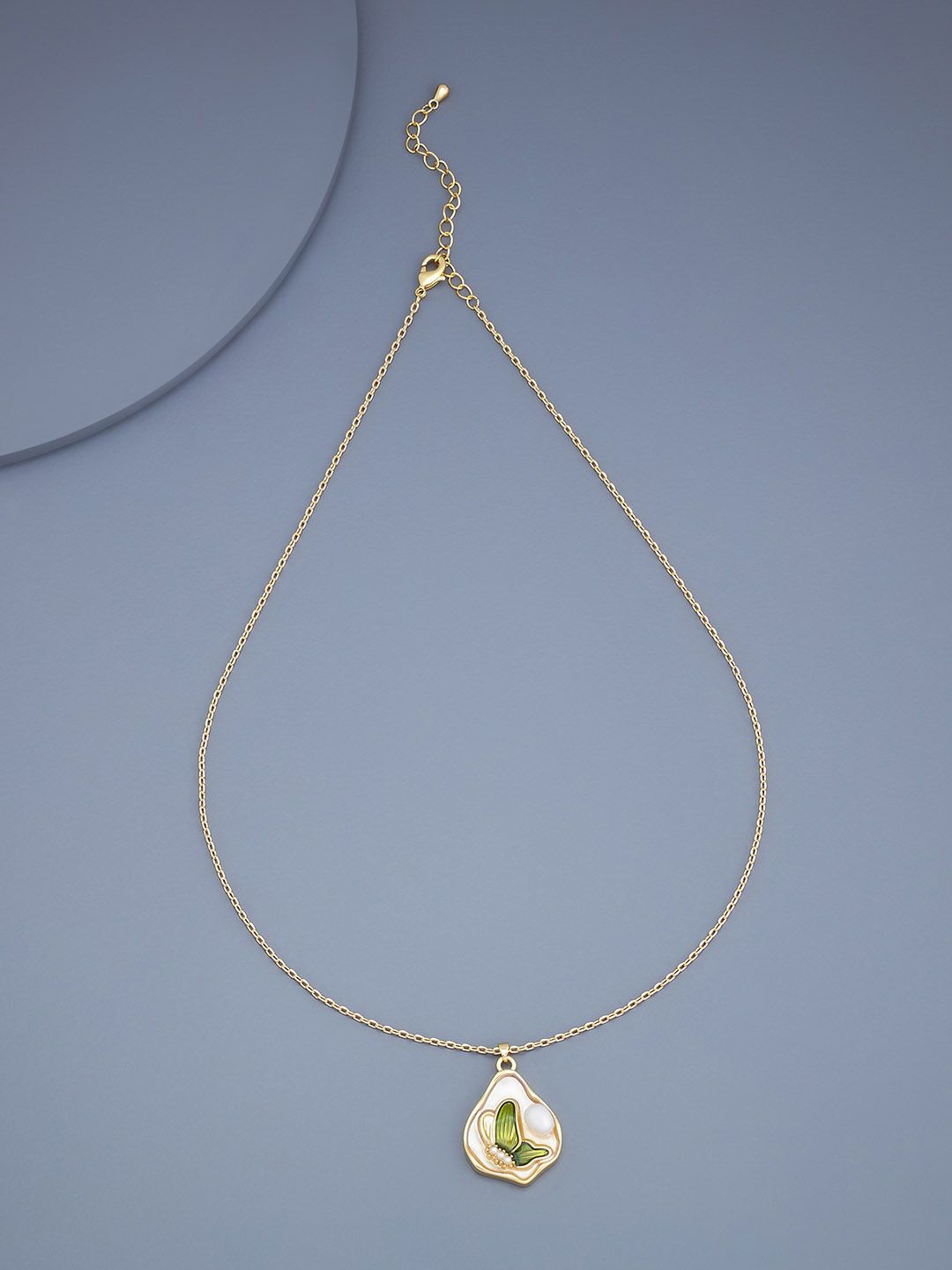 

Kushal's Fashion Jewellery Gold-Plated Contemporary Pendants with Chains, Green