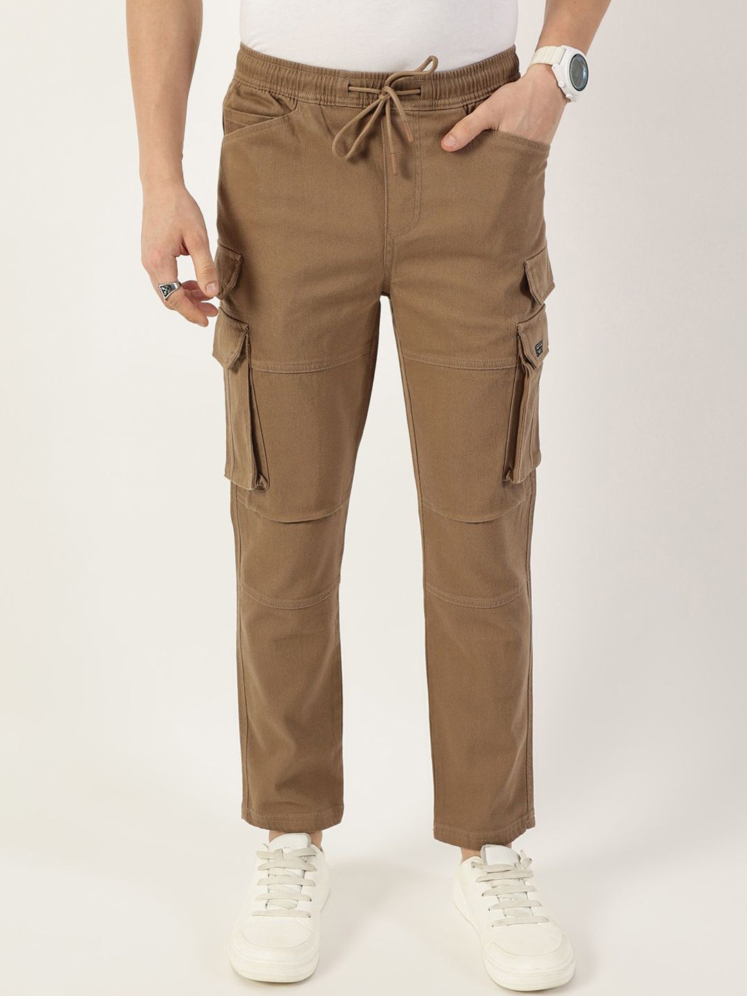 

Thomas Scott Men Relaxed Straight Fit Cargos Trousers, Khaki