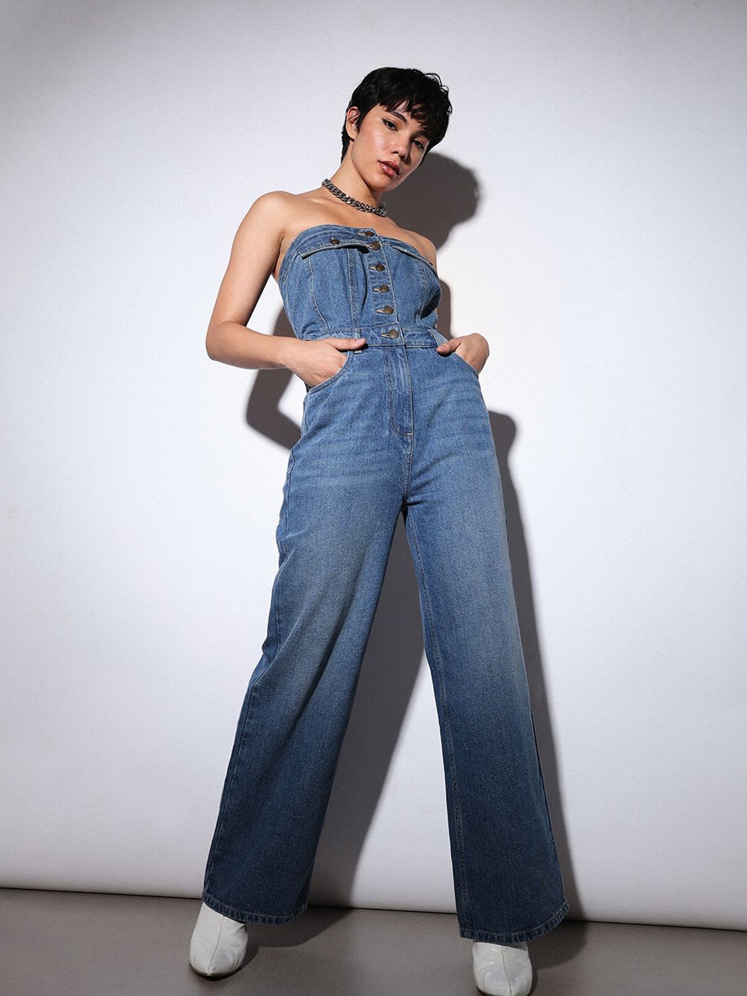 

ONLY Off-Shoulder Basic Jumpsuit, Blue