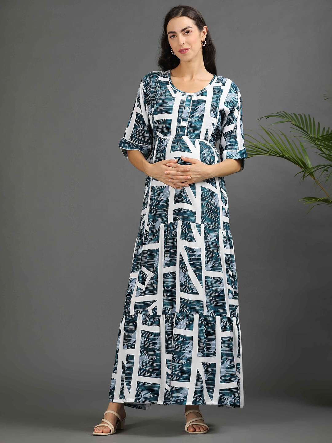 

GOLDSTROMS Print Maternity Maxi Dress, Sea green