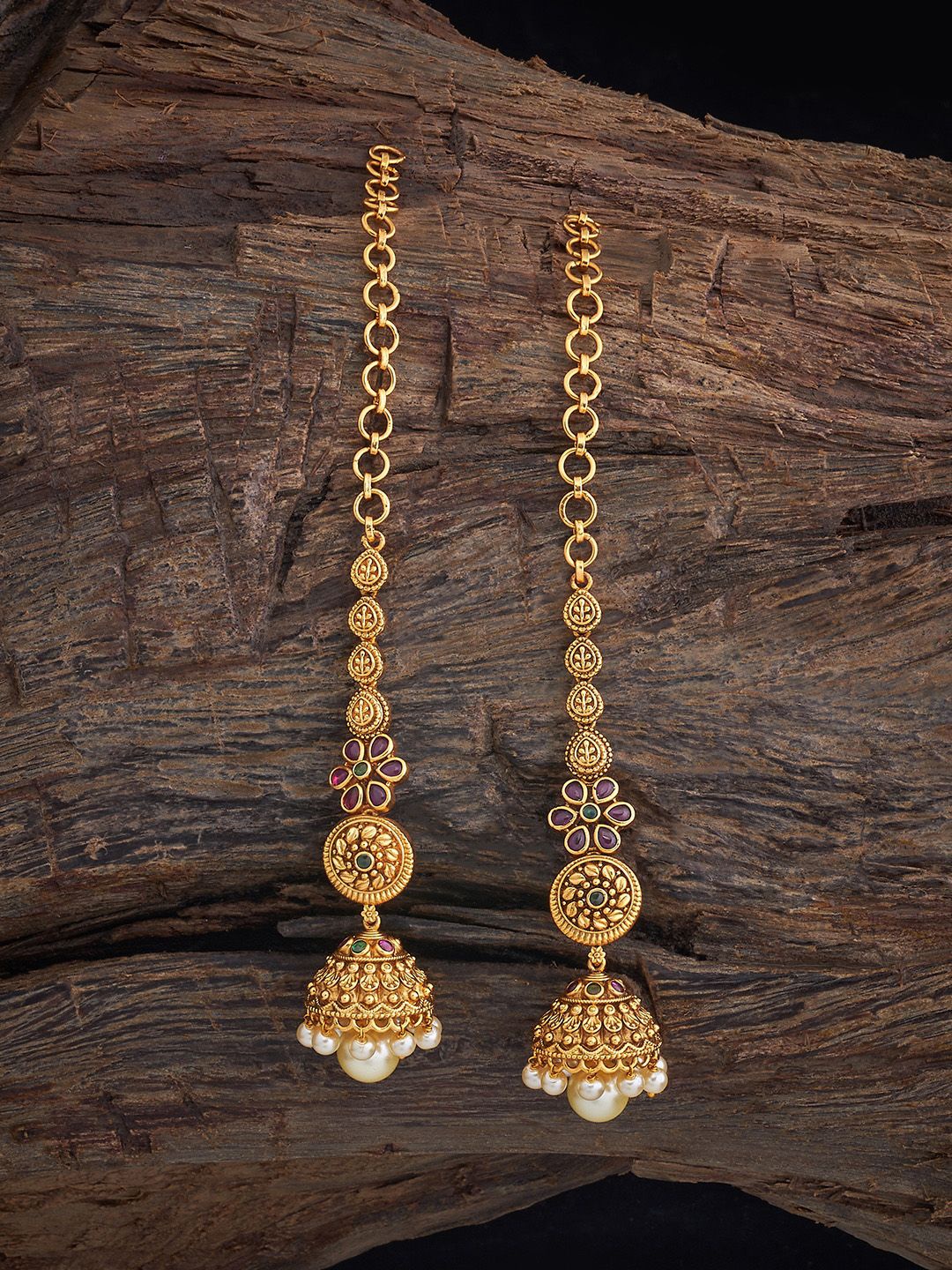 

Kushal's Fashion Jewellery Dome Shaped Jhumkas Earrings, Red