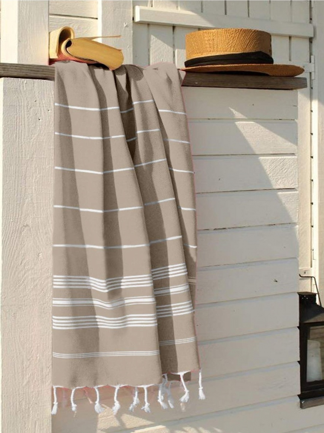 

Lushomes Brown & White 1 Striped Cotton 350 GSM Bath Towel