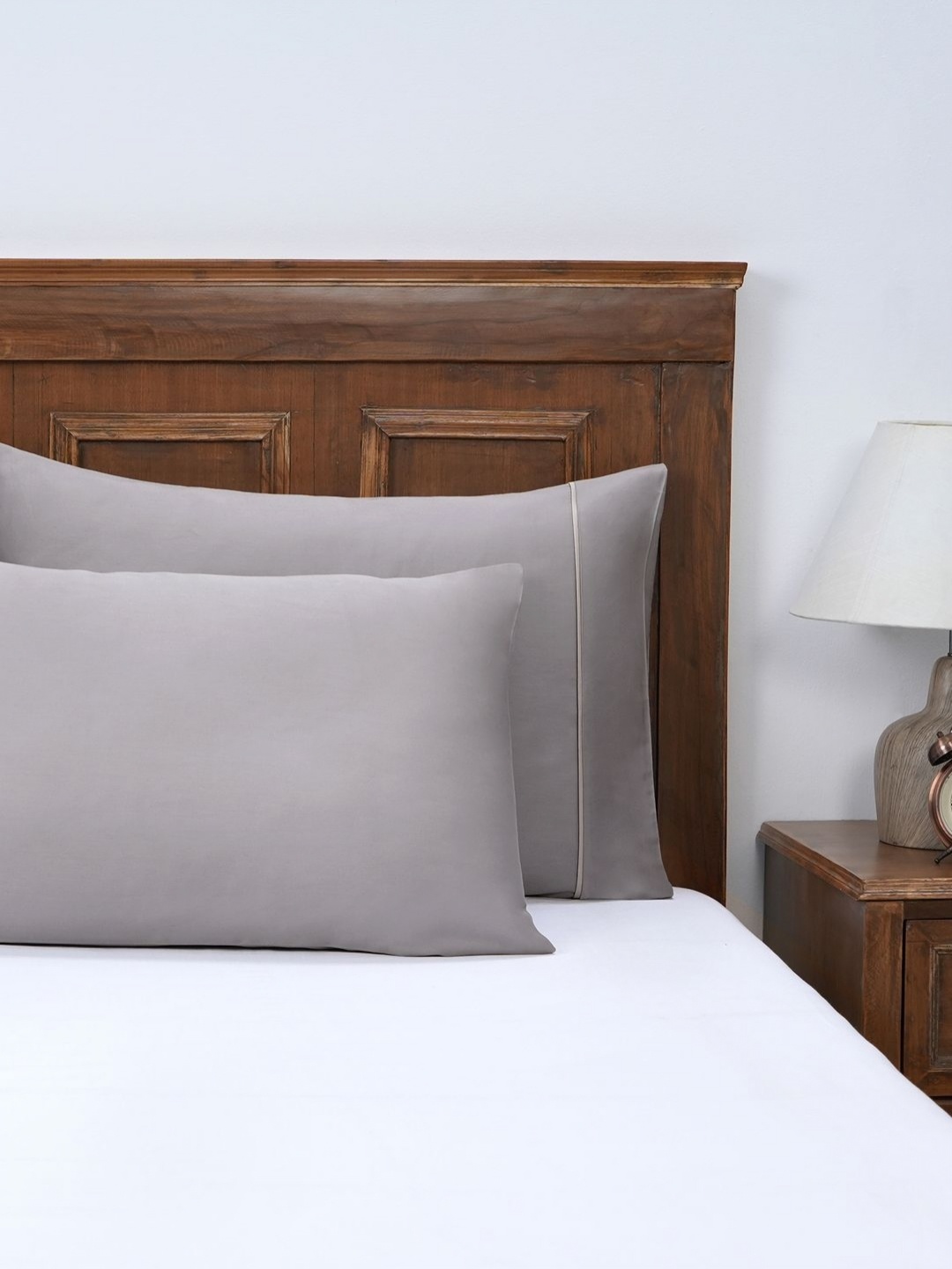 

MASPAR Grey 2 Pieces Solid Pure Cotton Rectangle Pillow Covers
