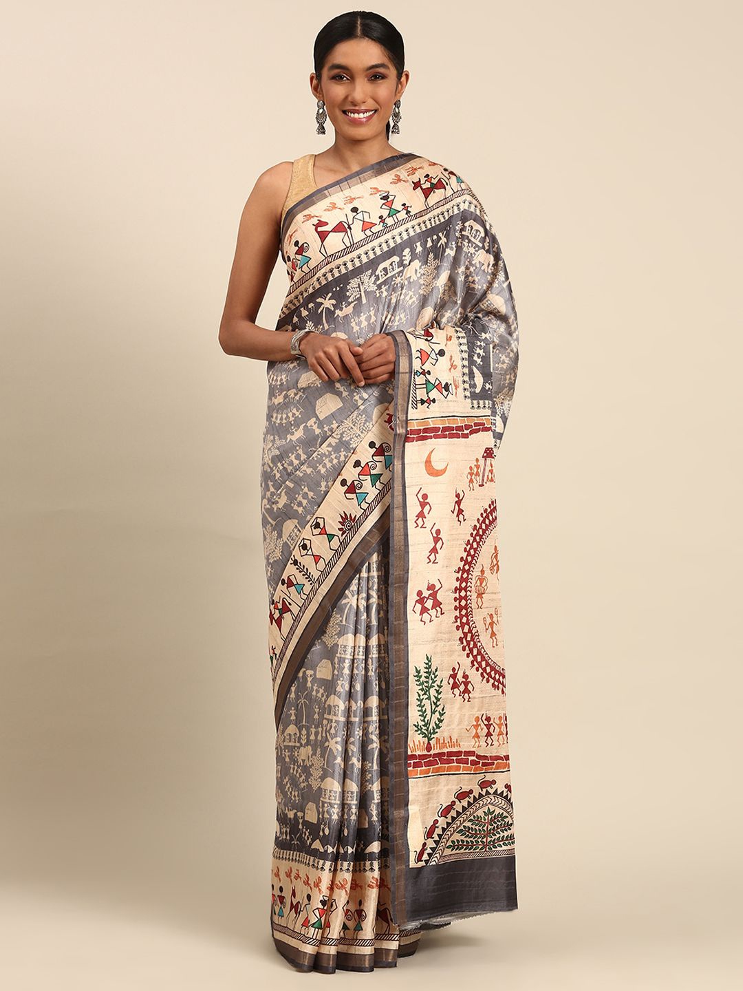 

Fashion Petals Warli Tussar Saree, Blue