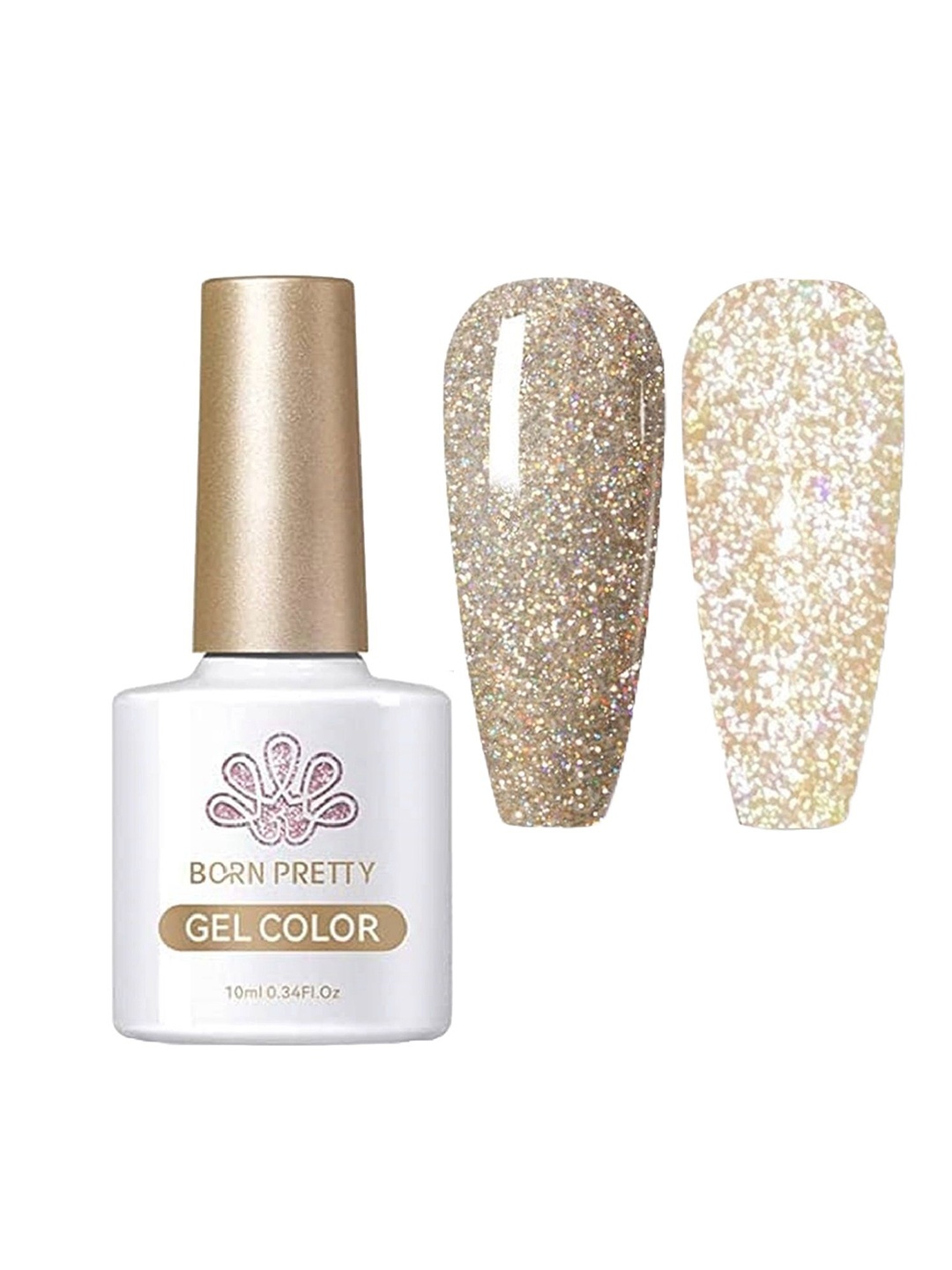 

BORN PRETTY Reflective Glitter Gel Nail Polish - 10 ml - FBS 05, Gold