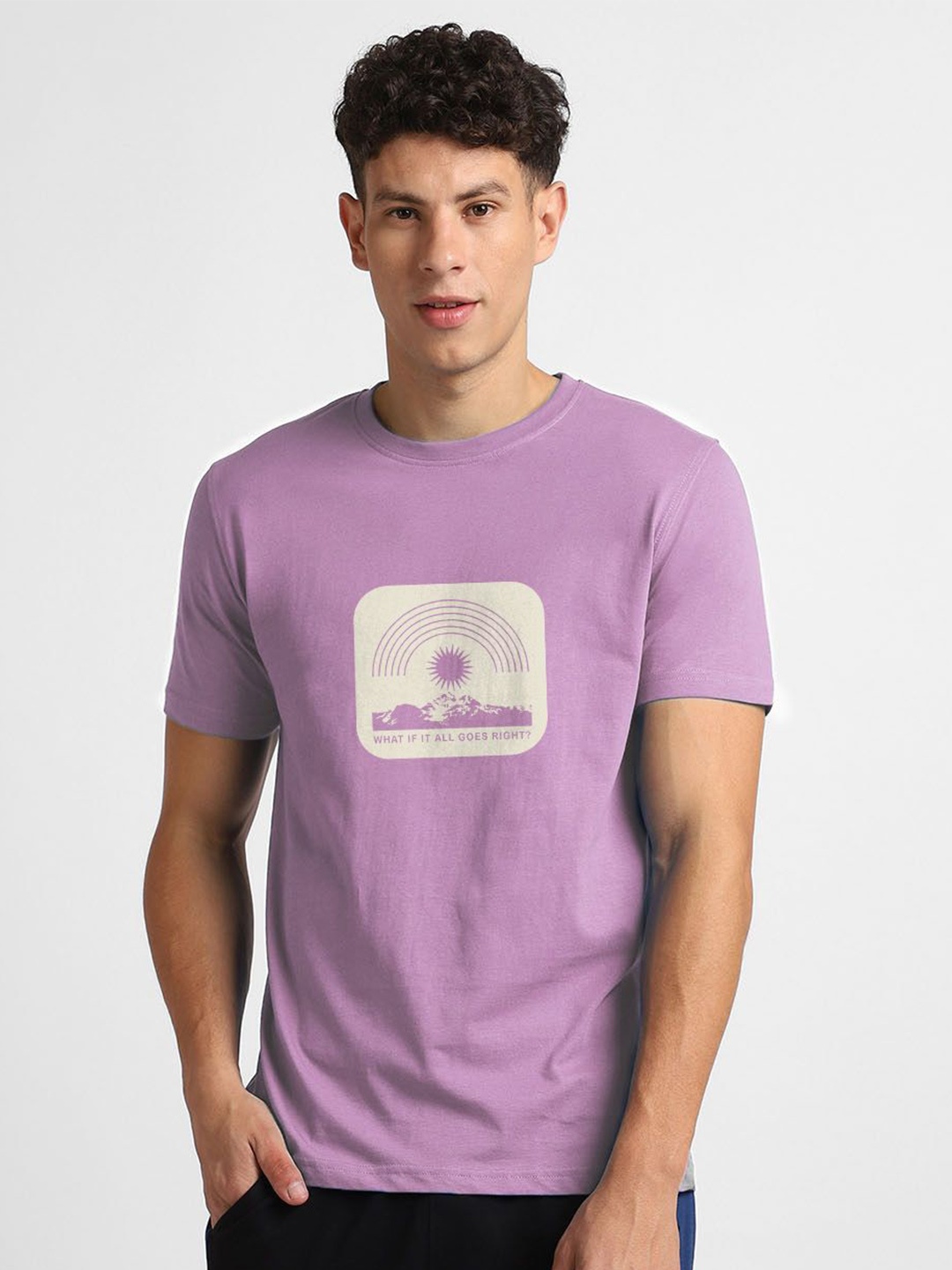 

NOBERO Men Printed T-shirt, Mauve