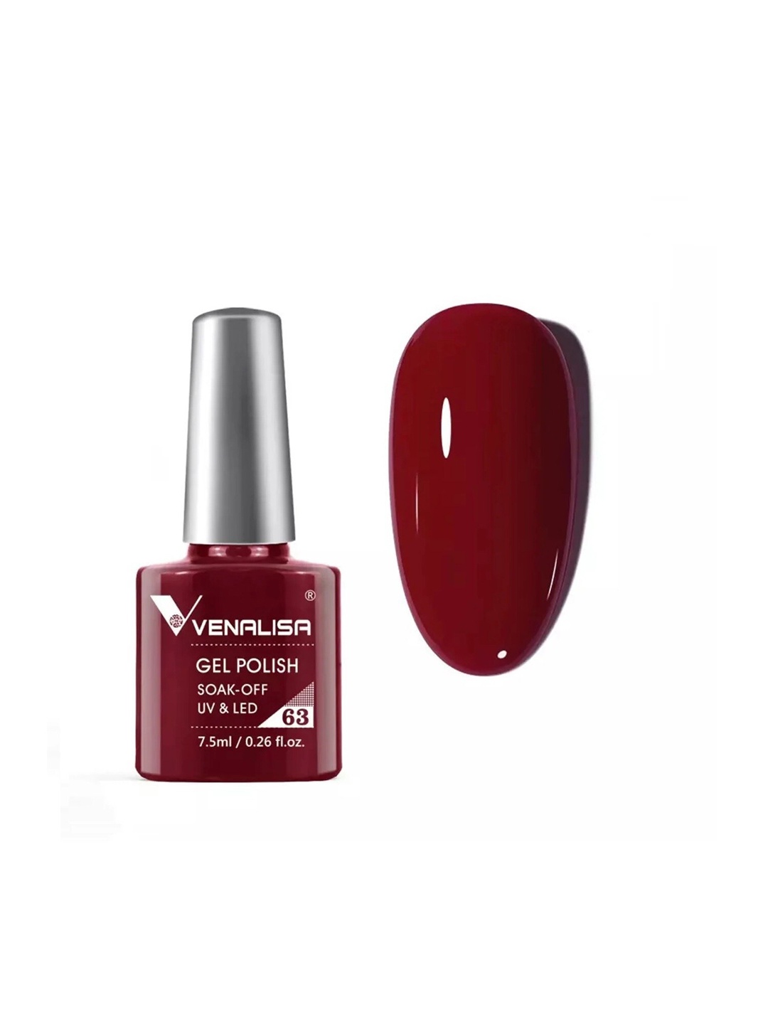 

VENALISA Soak Off UV LED Gel Nail Polish 7.5 ml - Shade 63, Maroon