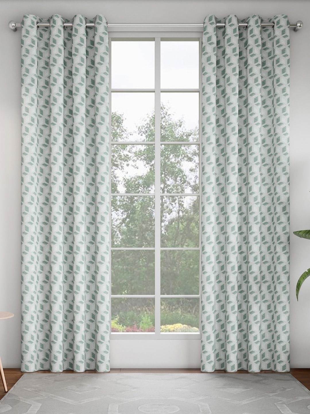 

GM Blue & Grey Set of 2 Geometric Room Darkening Door Curtain