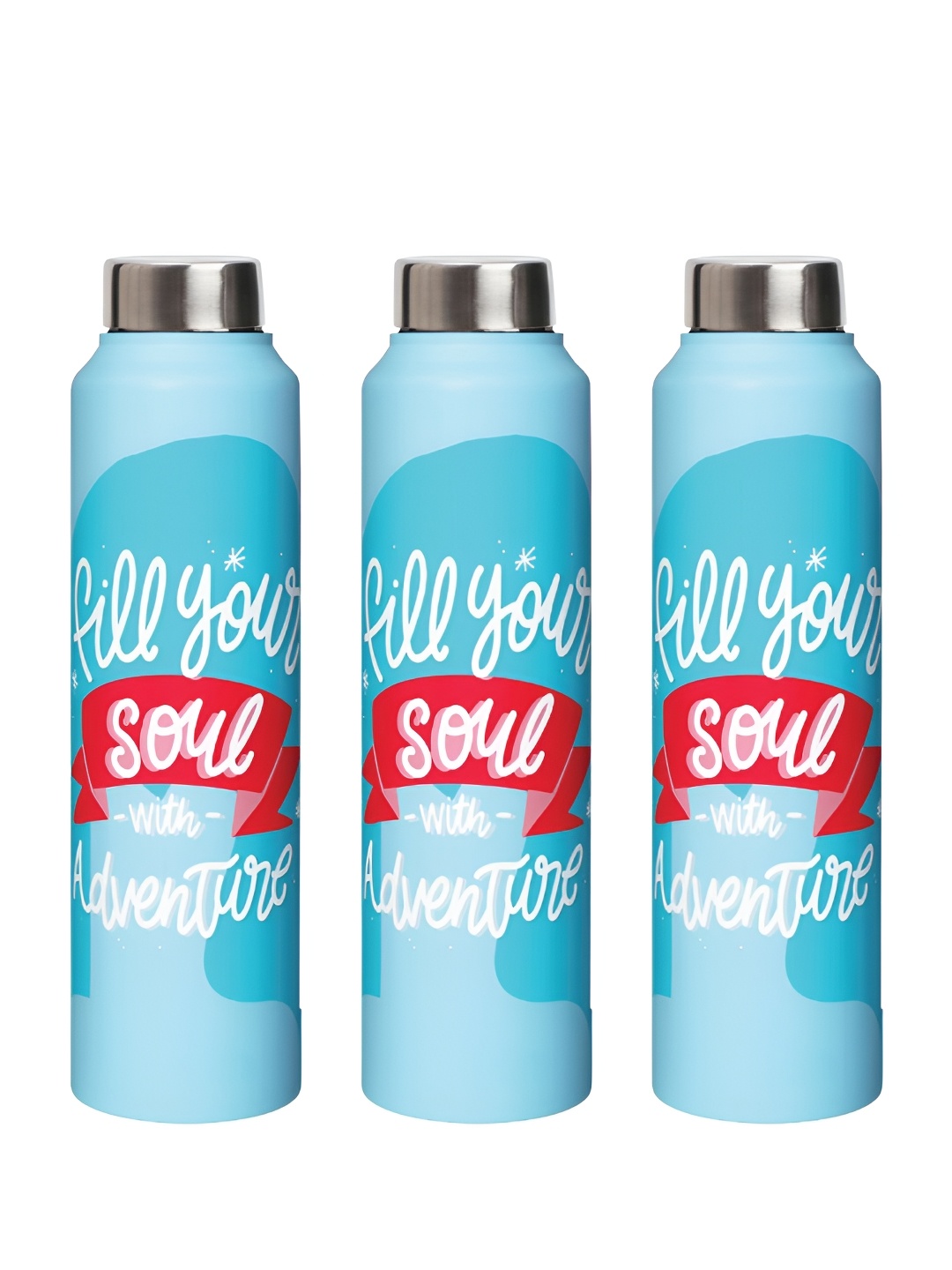 

Speedex Blue & White 3 Pieces Typography Printed Stainless Steel Water Bottle 1L