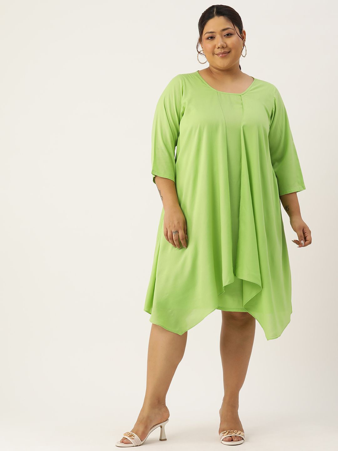 

theRebelinme Layered A-Line Midi Dress, Green