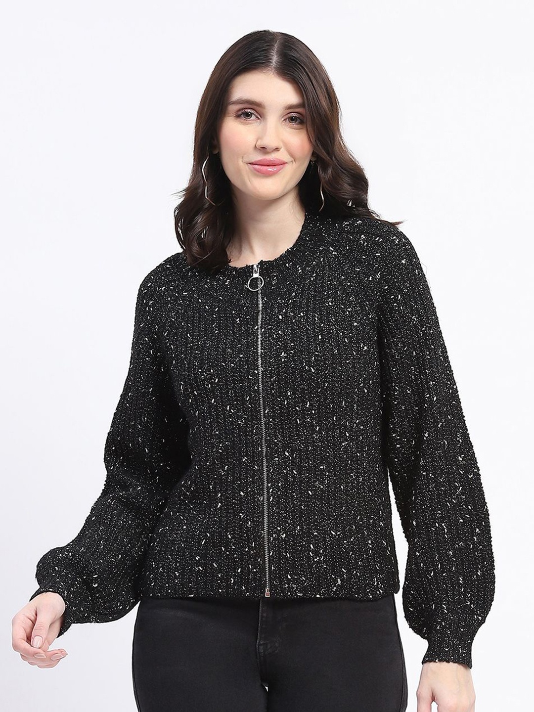 

Madame Women Printed Pullover, Black