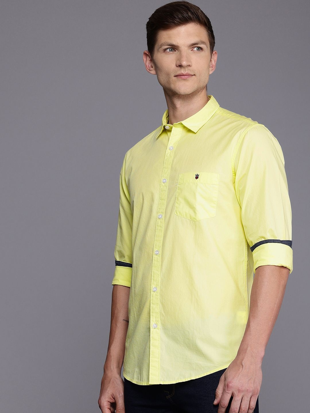 

Louis Philippe Jeans Pure Cotton Super Slim Fit Opaque Casual Shirt, Yellow