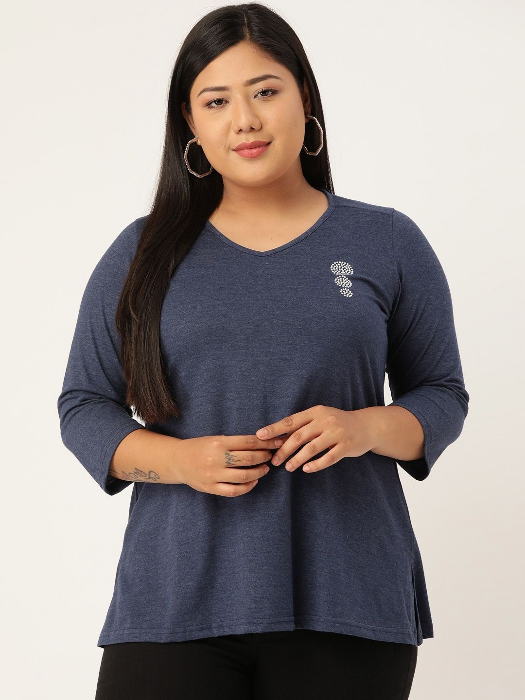 

theRebelinme Women V-Neck T-shirt, Blue