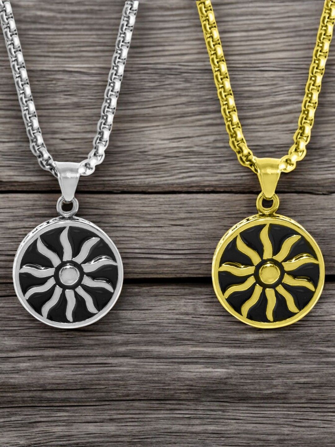 

fabula Circular Pendants with Chains, Silver