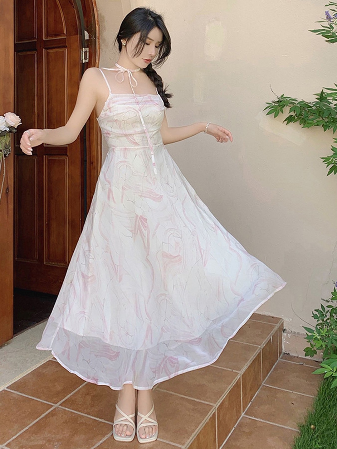 

LULU & SKY Fit & Flare Maxi Dress, Pink
