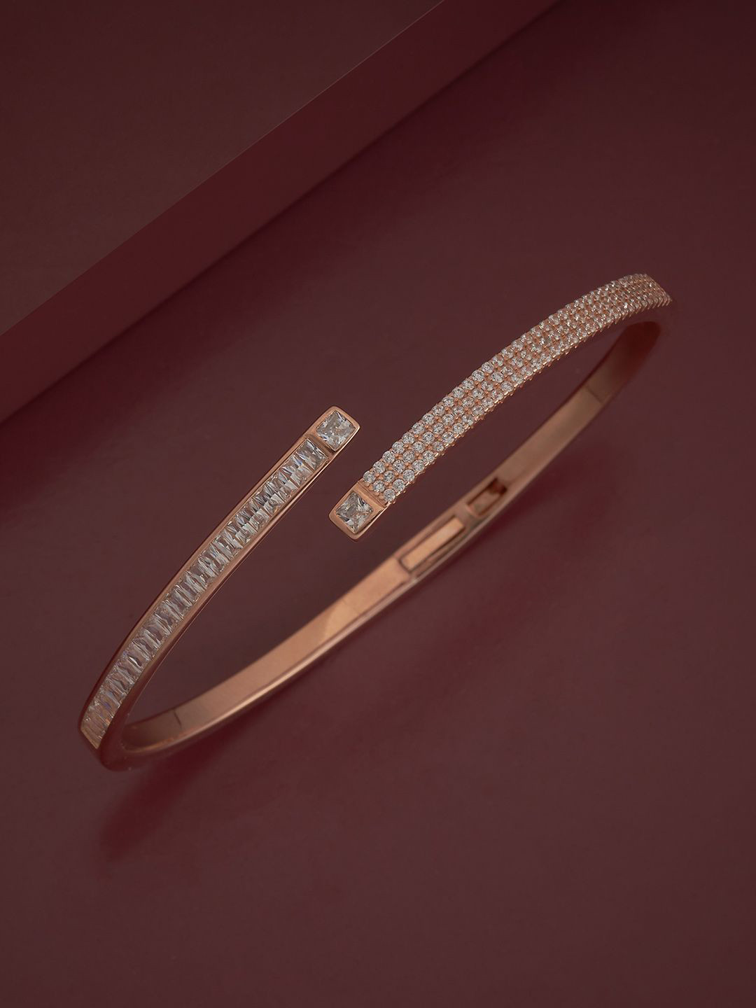 

Kushal's Fashion Jewellery Sterling Silver Artificial Stones Gold-Plated Cuff, White