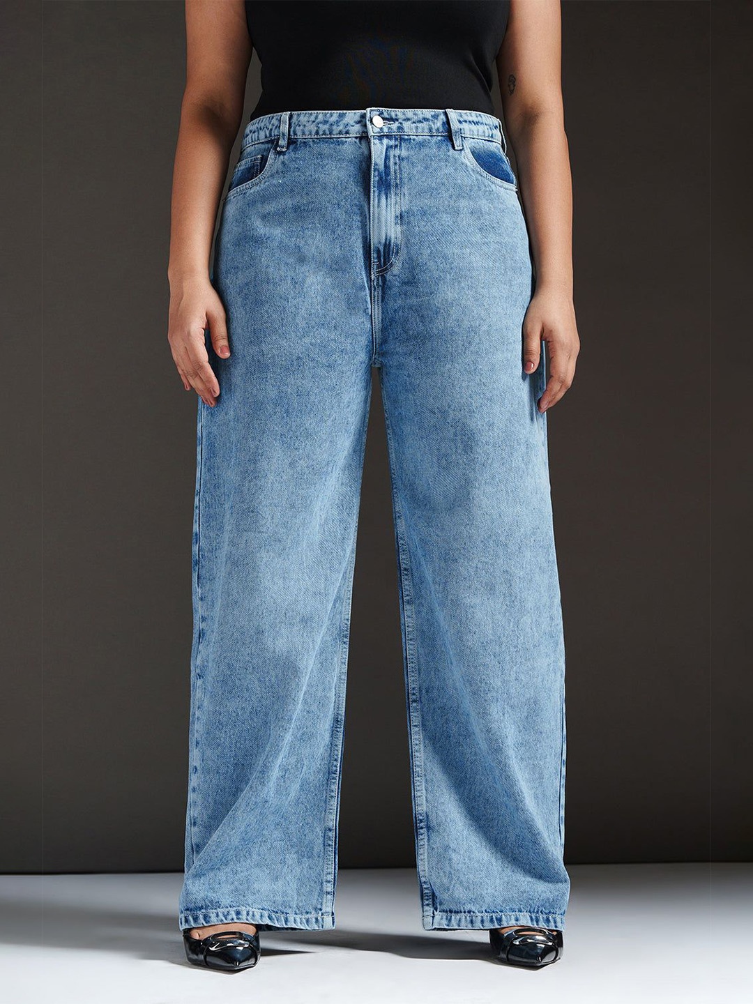 

FREAKINS Women Jean Straight Fit High-Rise Light Fade Jeans, Blue