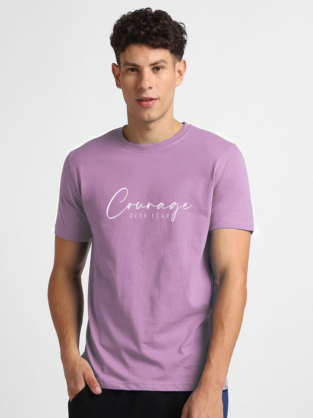 

NOBERO Men Typography Printed T-shirt, Mauve