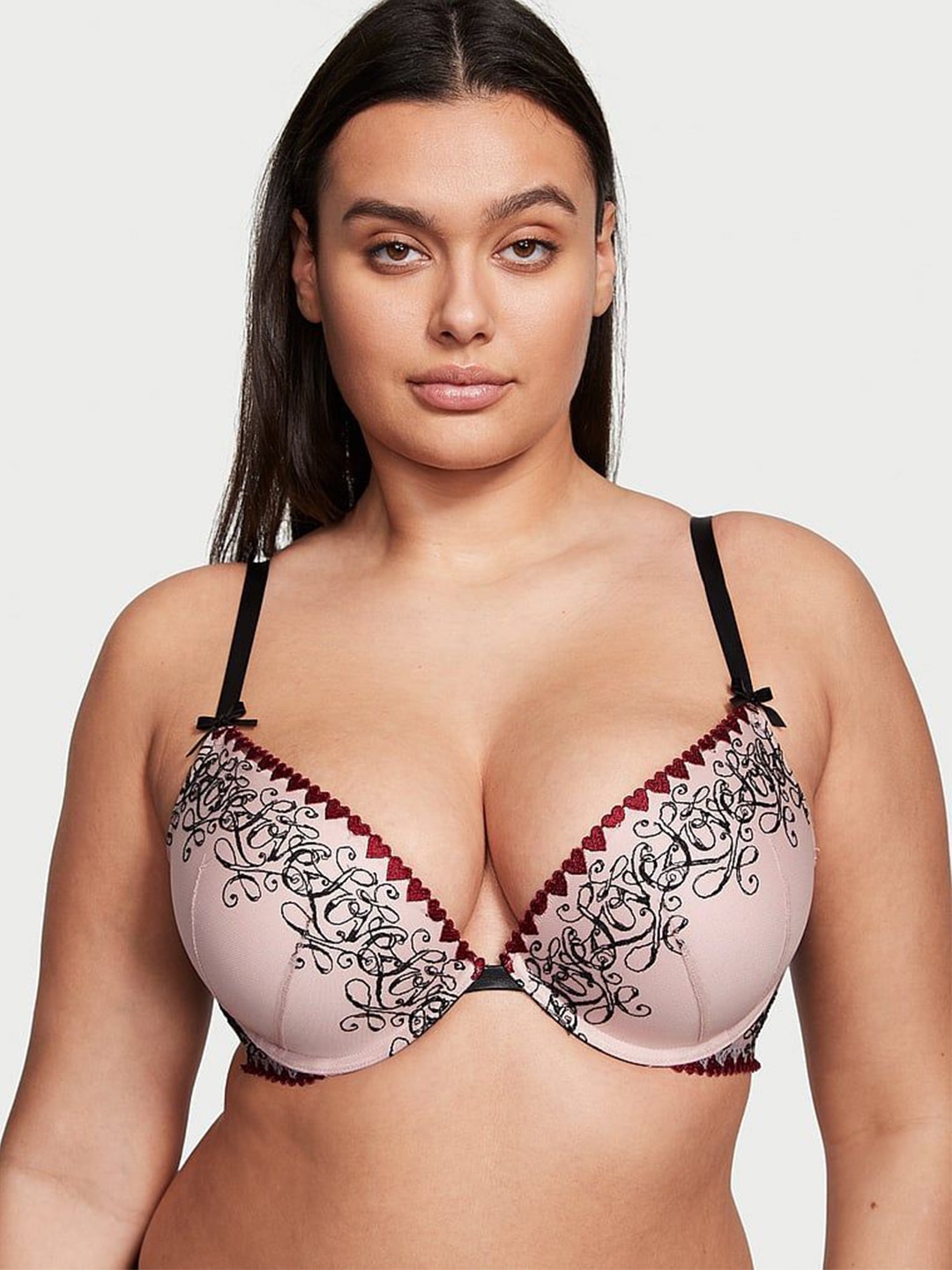 

Victoria's Secret Floral Bra Half Coverage Underwired Heavily Padded, Pink