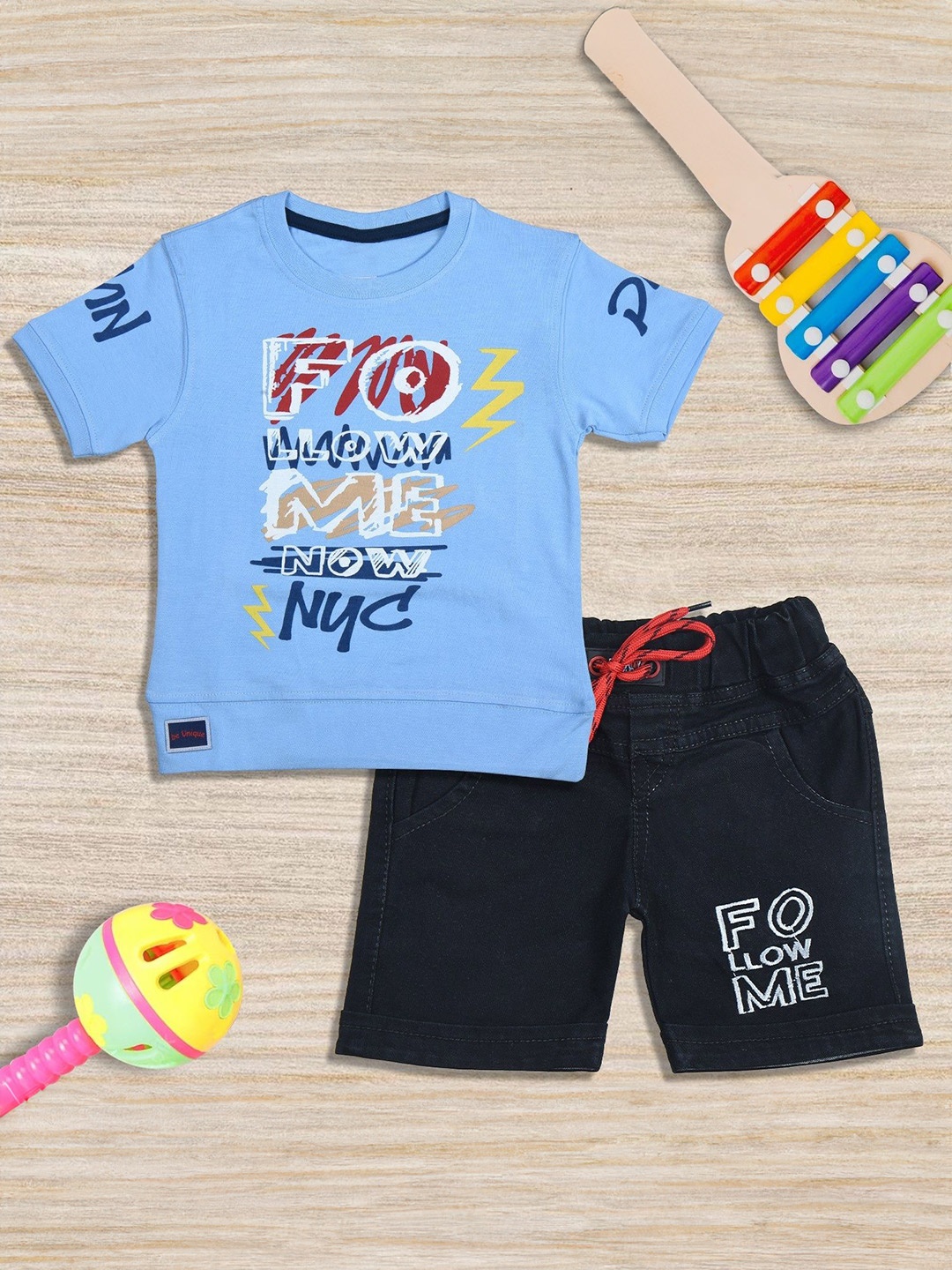 

BAESD Boys Printed T-shirt with Shorts, Blue