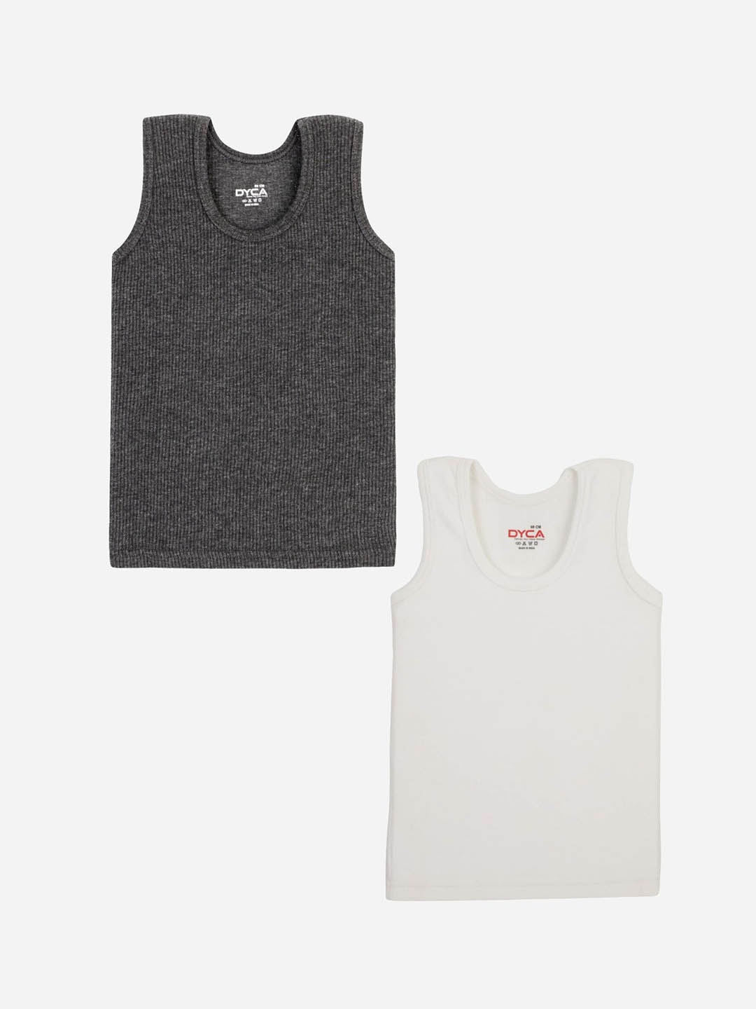 

DYCA Kids Pack Of 2 Cotton Sleeveless Thermal Tops, Charcoal