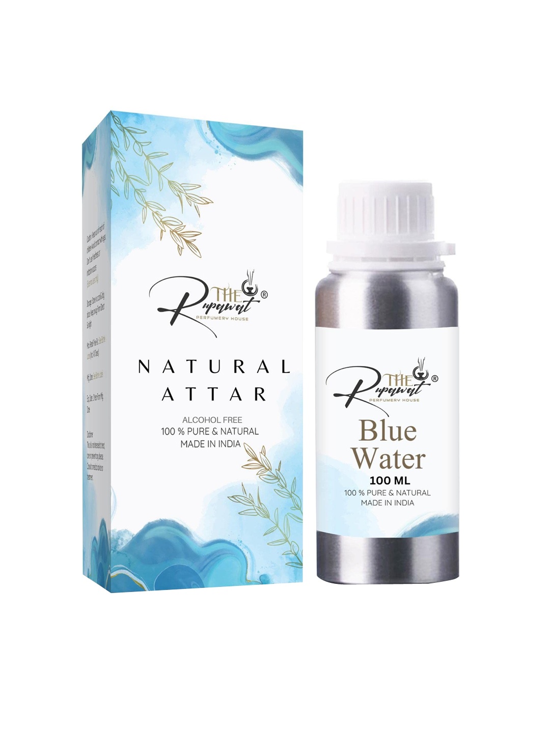 

THE RUPAWAT Perfumery House Blue Water Natural & Pure Alcohol Free Attar - 100 ml, Transparent