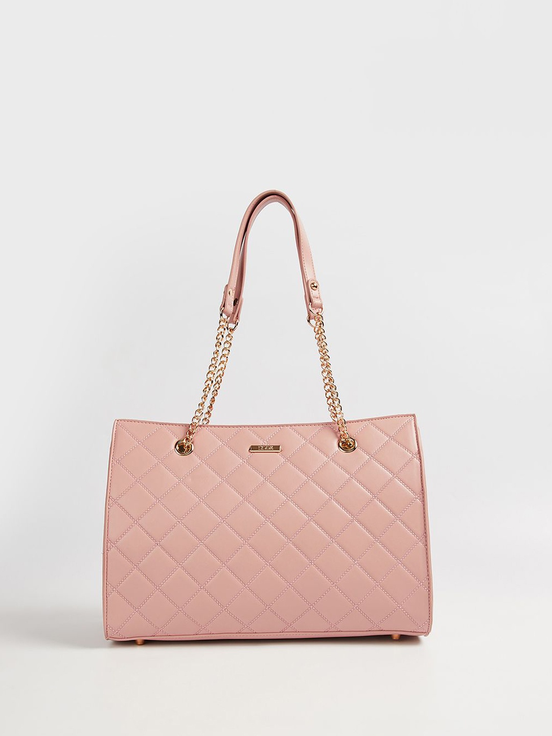 

CODE by Lifestyle Oversized Structured Shoulder Bag with Quilted, Pink