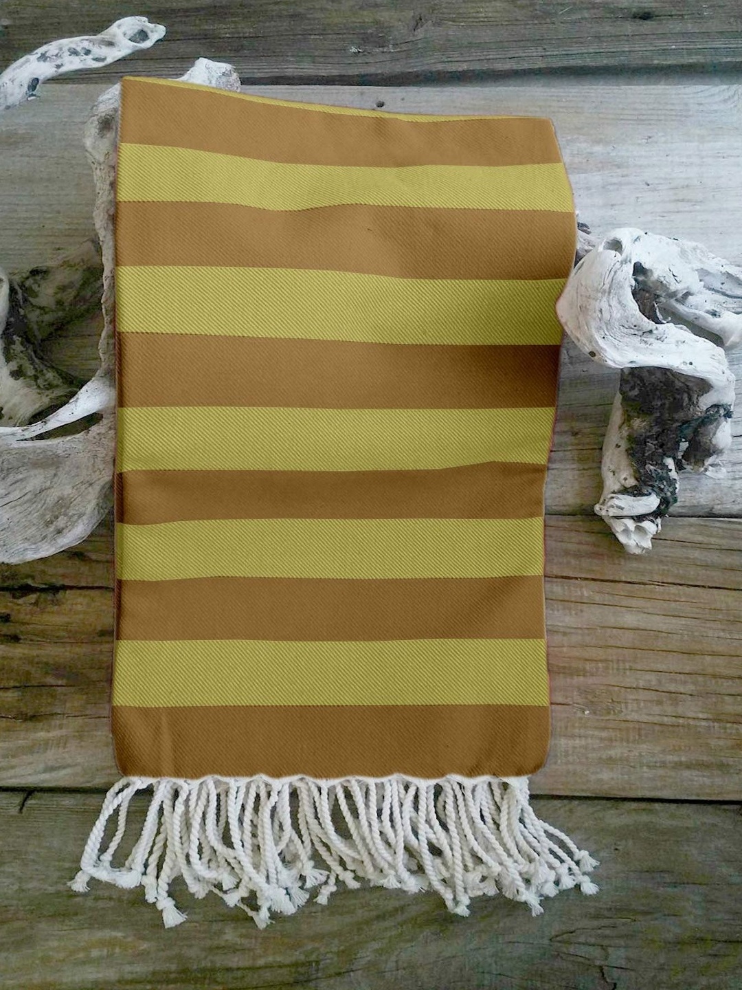 

Lushomes Yellow 1 Striped Cotton 350 GSM Bath Towel