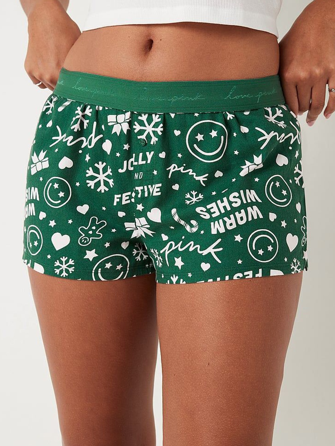 

Victoria's Secret Women Printed Lounge Shorts, Green