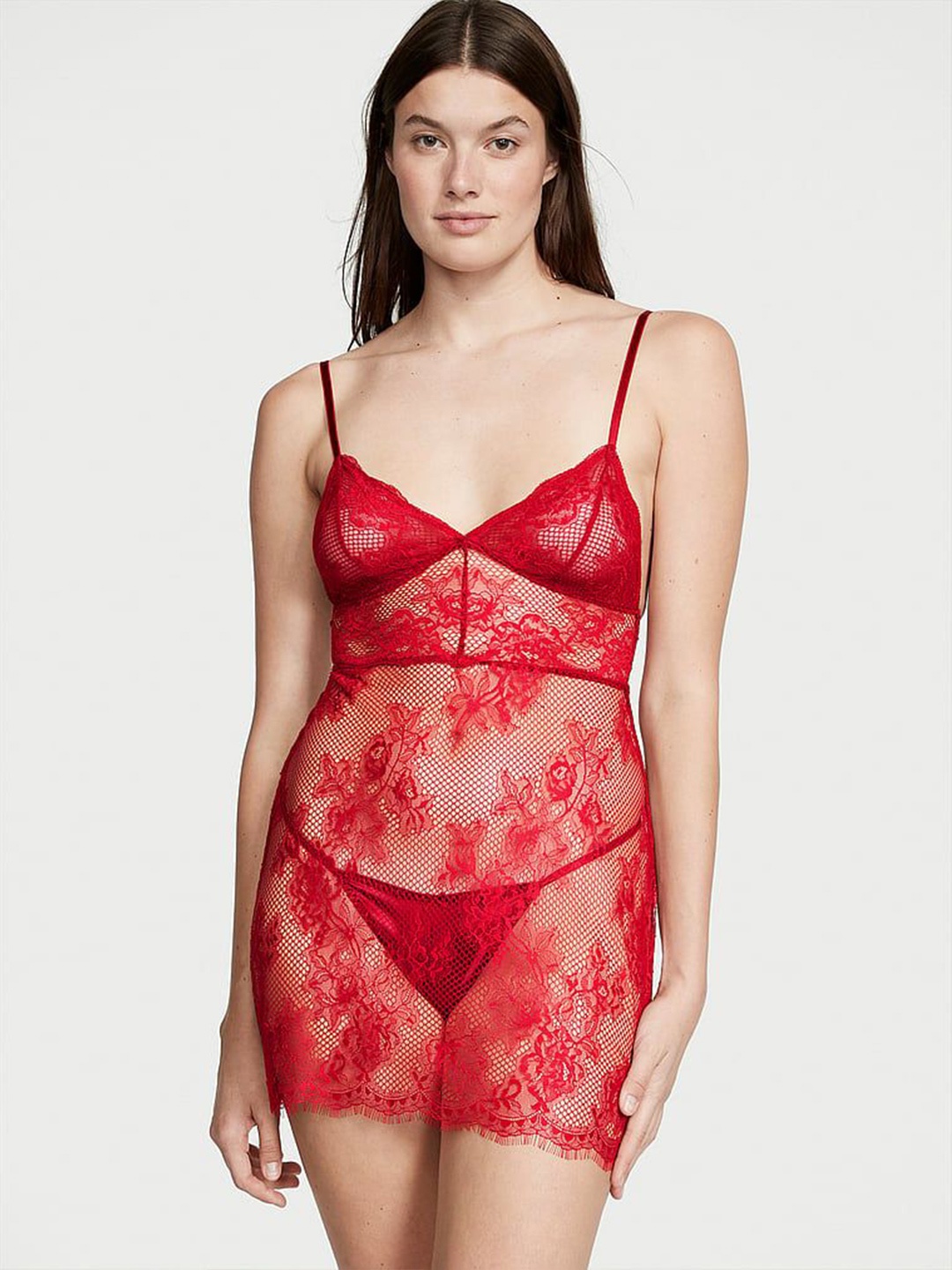 

Victoria's Secret Self Design Lace Baby Dolls, Red