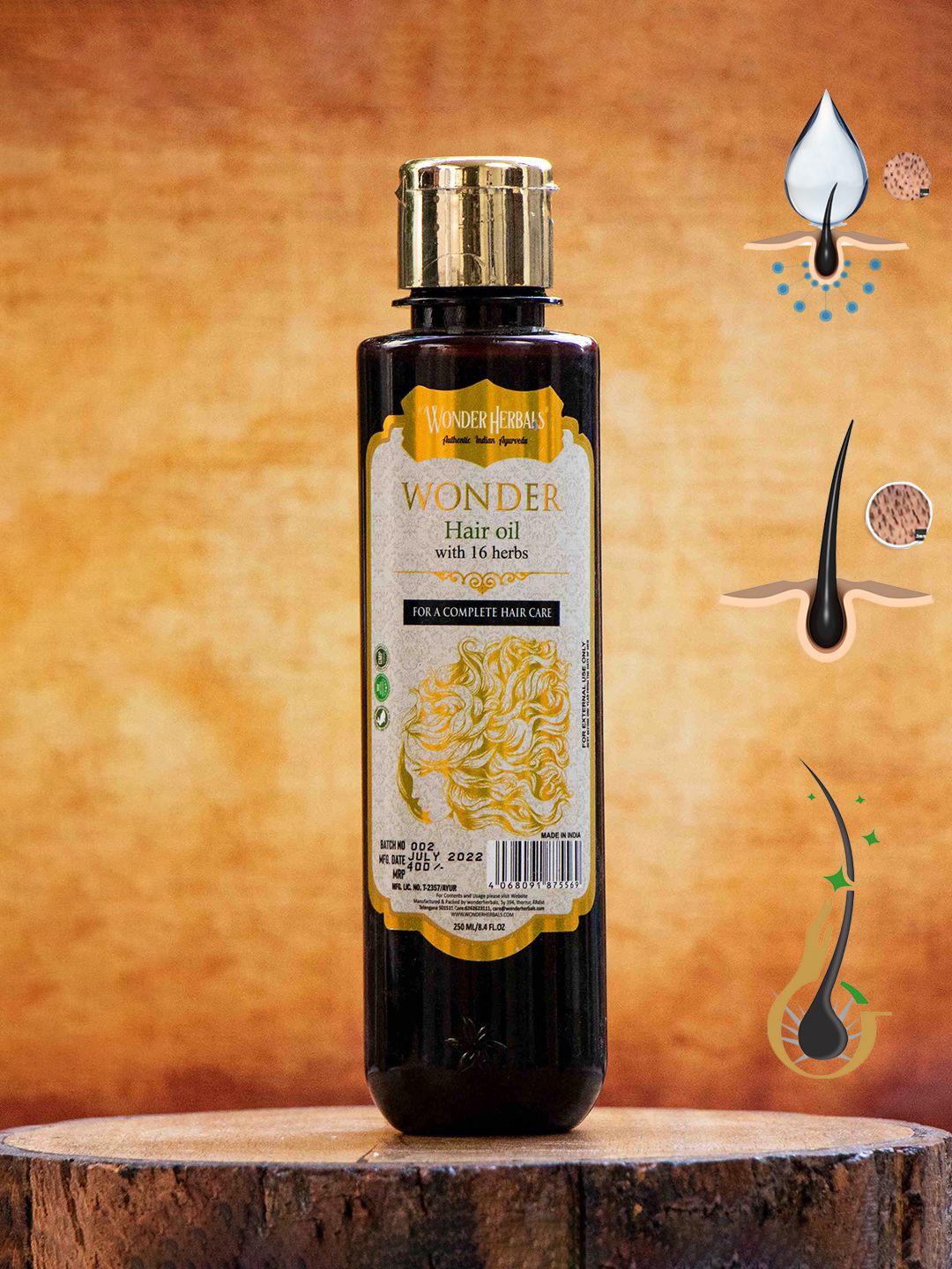 

WONDER HERBALS Wonder Hair Oil With 16 Herbs - 250 ml, Green