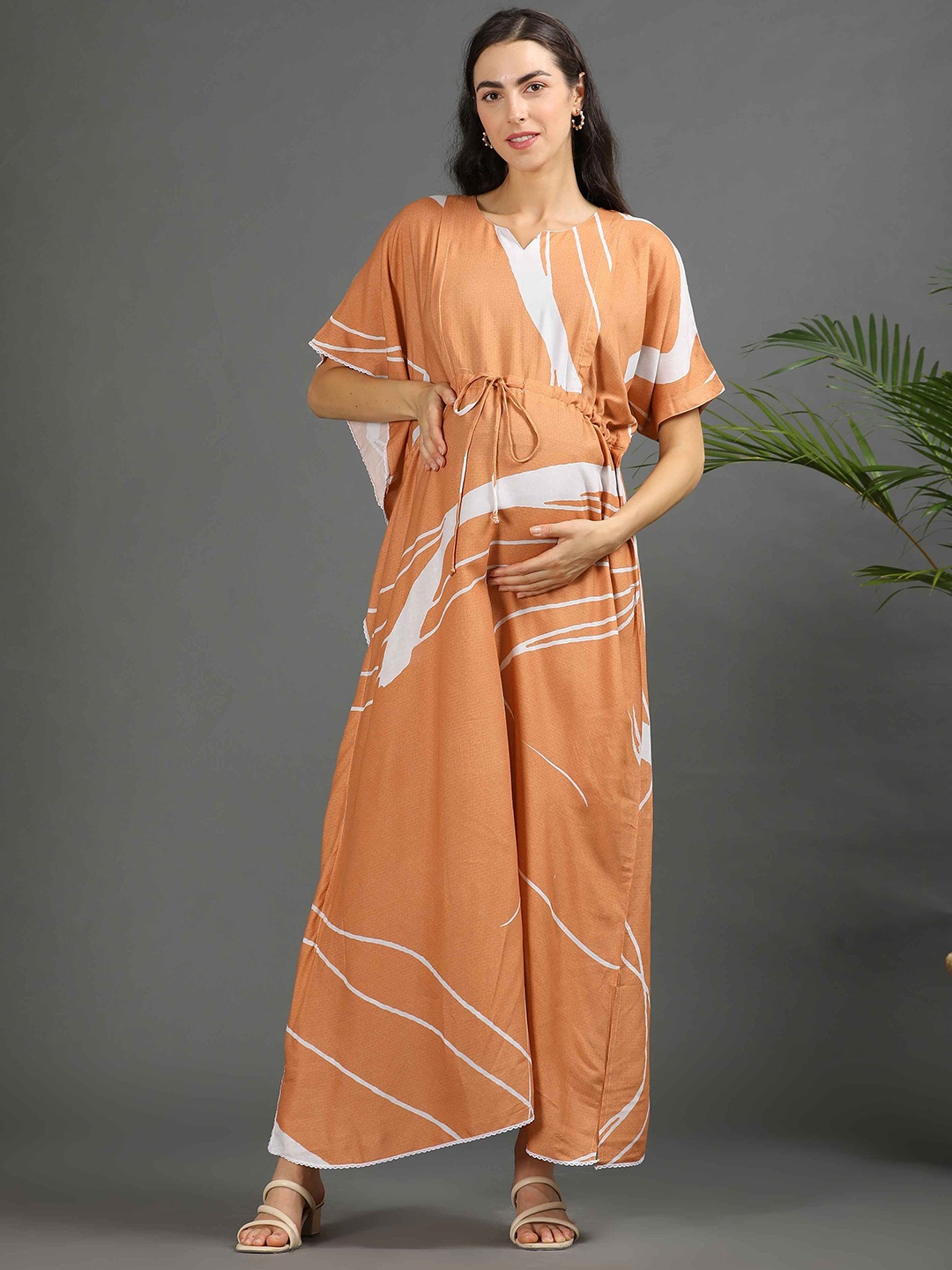 

GOLDSTROMS Print Maternity Maxi Dress, Orange