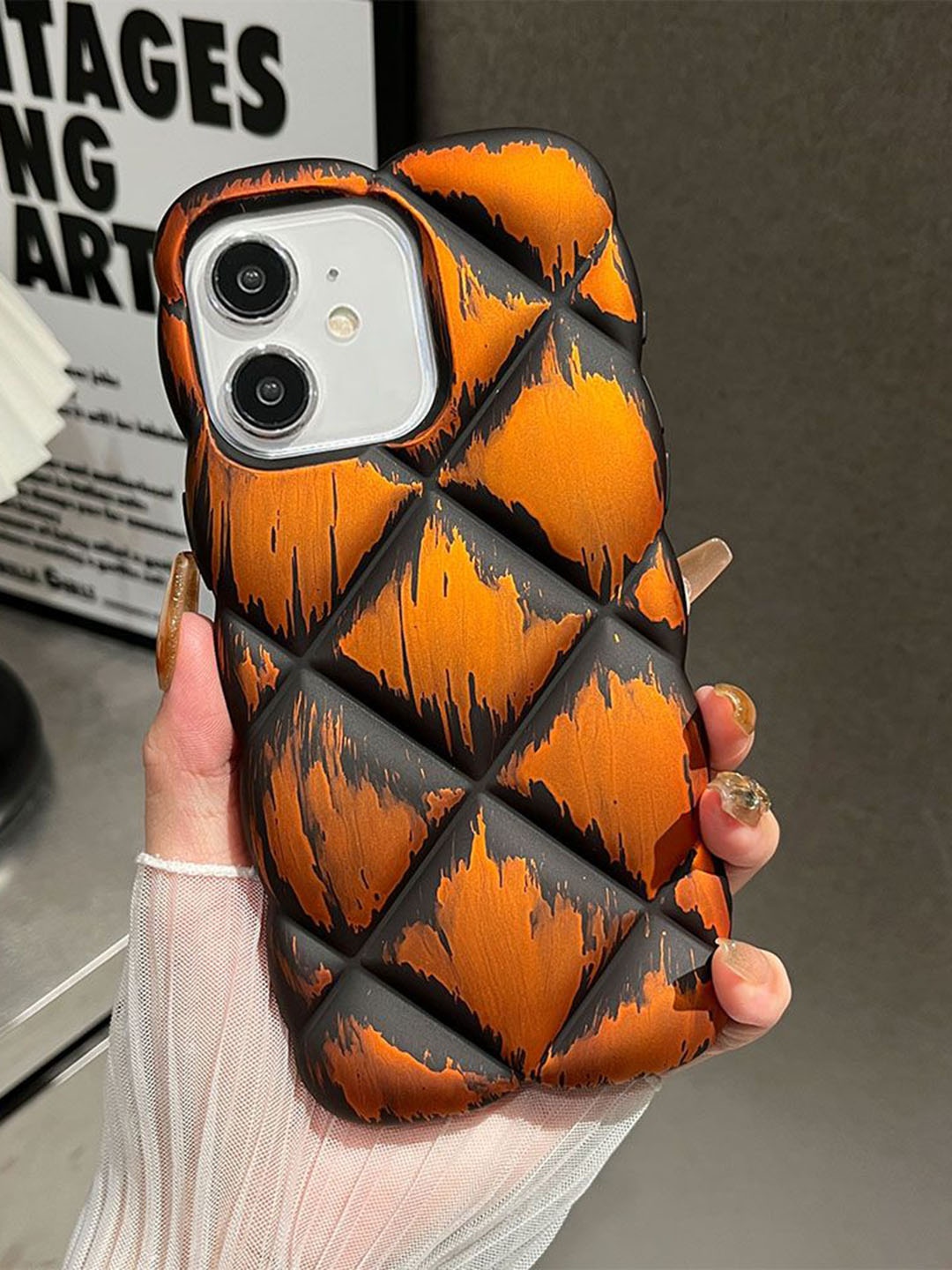 

Luxury Kase Geometric Printed iPhone 11 Back Case Mobile Accessories, Orange