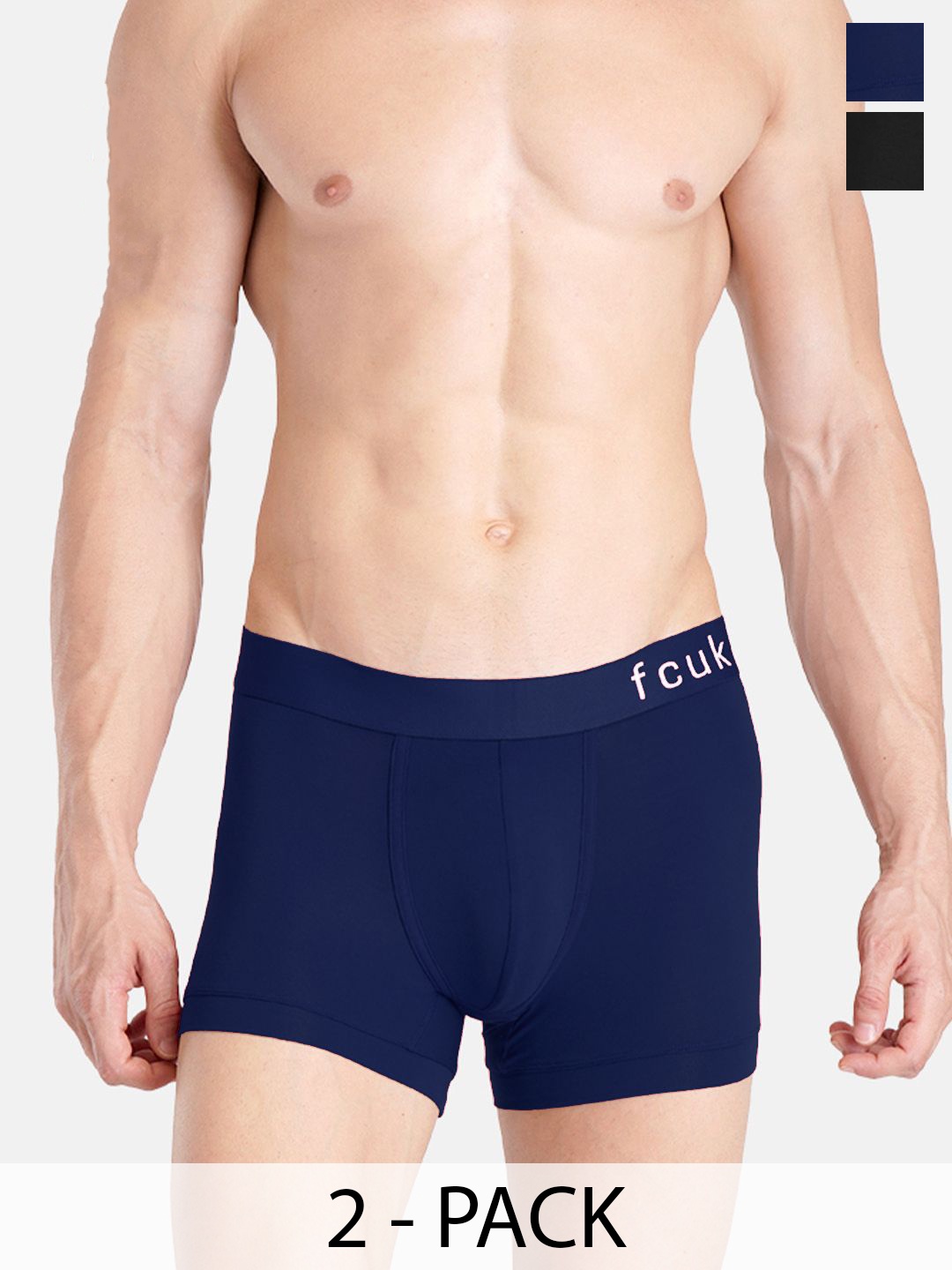 

FCUK Pack Of 2 Cotton Long Trunks PARKROYAL-TJET BLACK-DARK SAPPHIRES