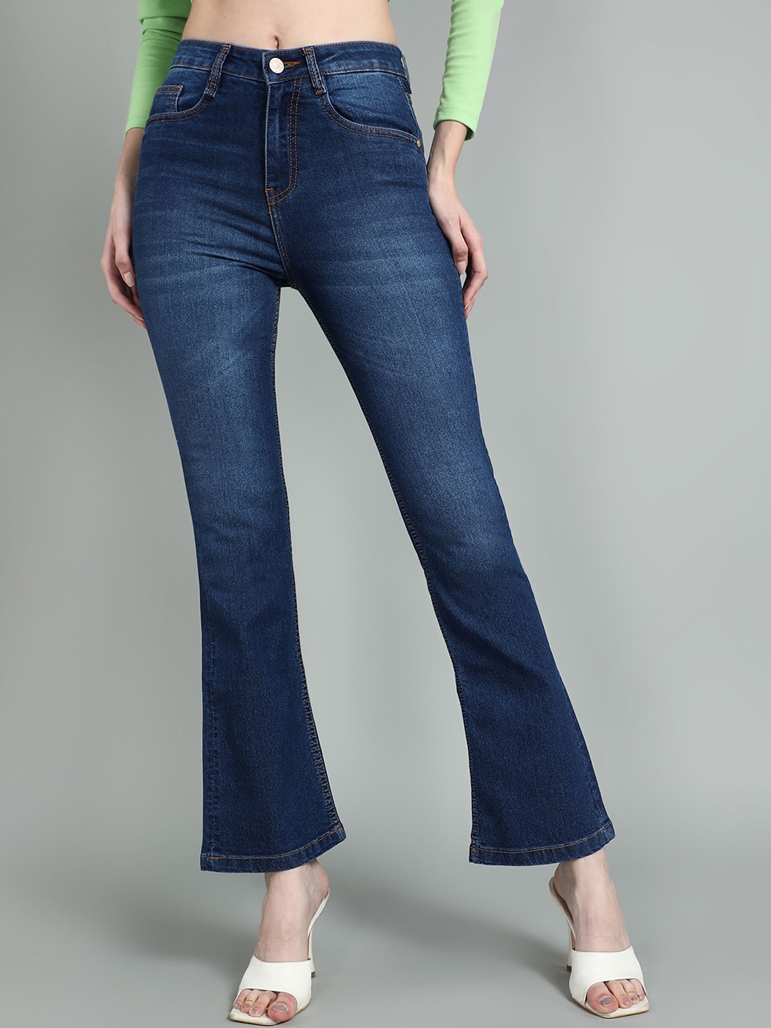 

GUTI Women High-Rise Bootcut Stretchable Jeans, Blue