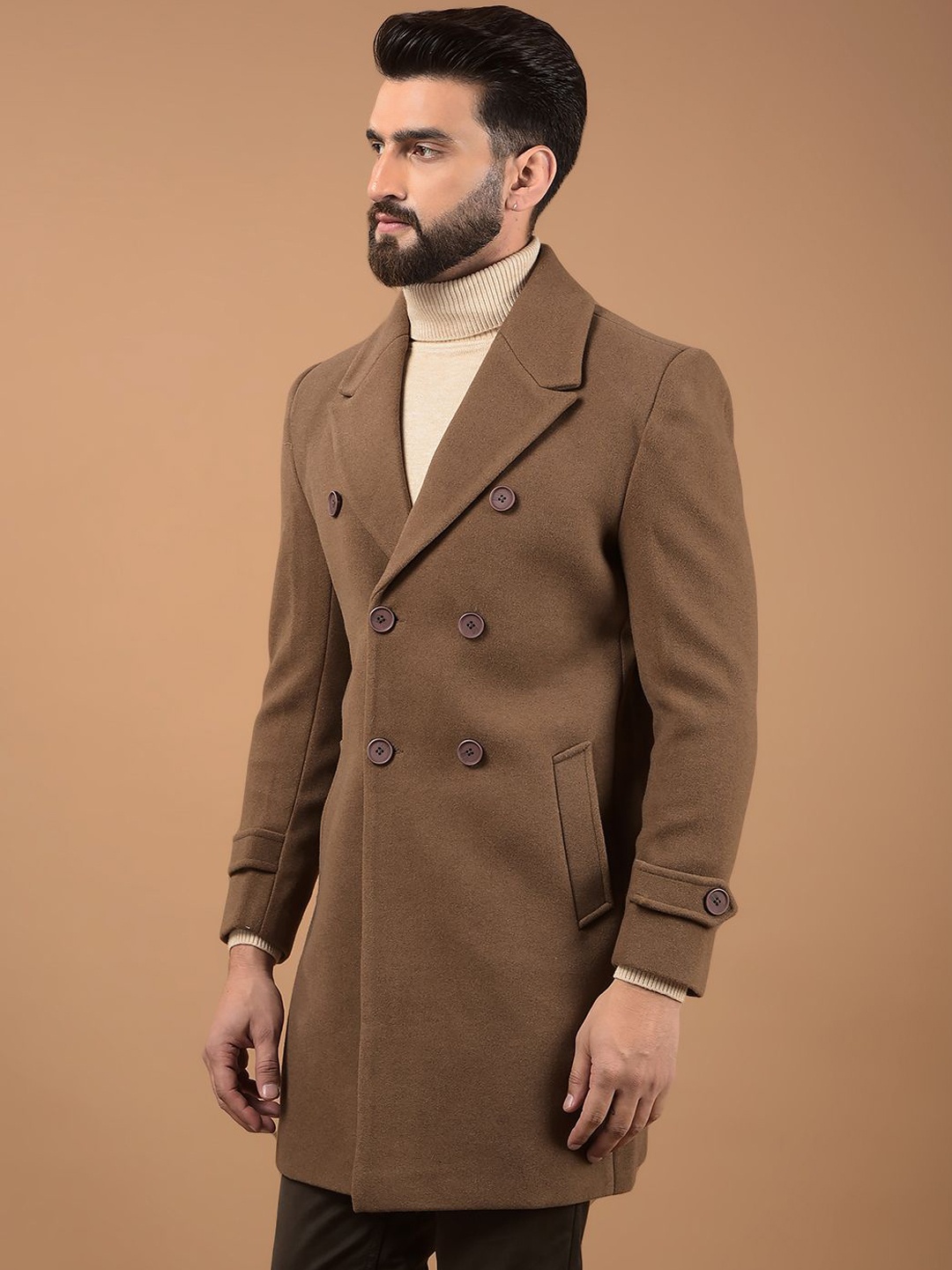 

Crimsoune Club Single-Breasted Overcoat, Brown