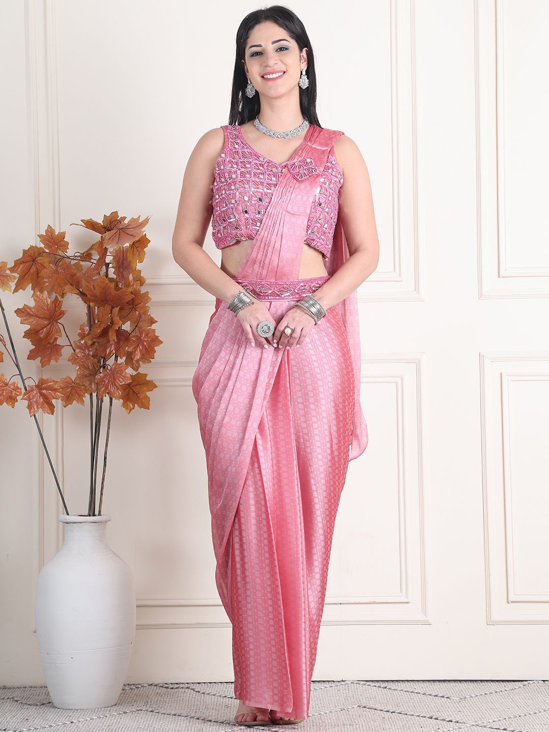 

Grancy Ready to Wear Saree, Pink