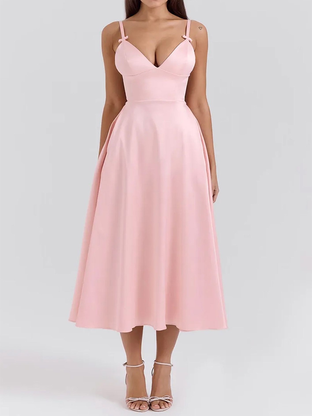 

LULU & SKY Fit & Flare Midi Dress, Pink